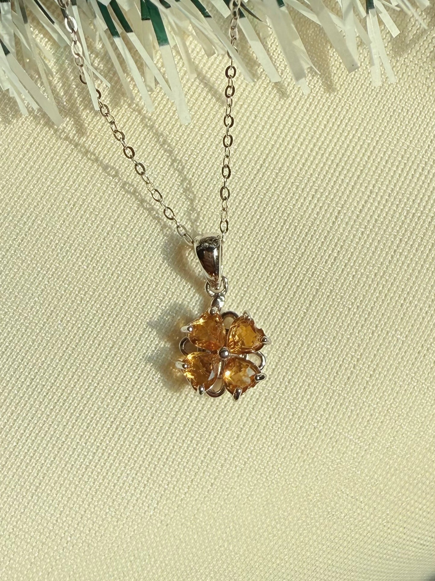 Citrine Spinning Clover Necklace