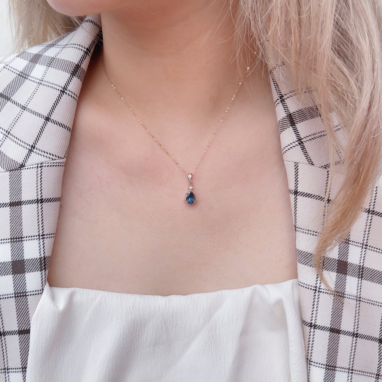 London Blue Topaz Pear Necklace