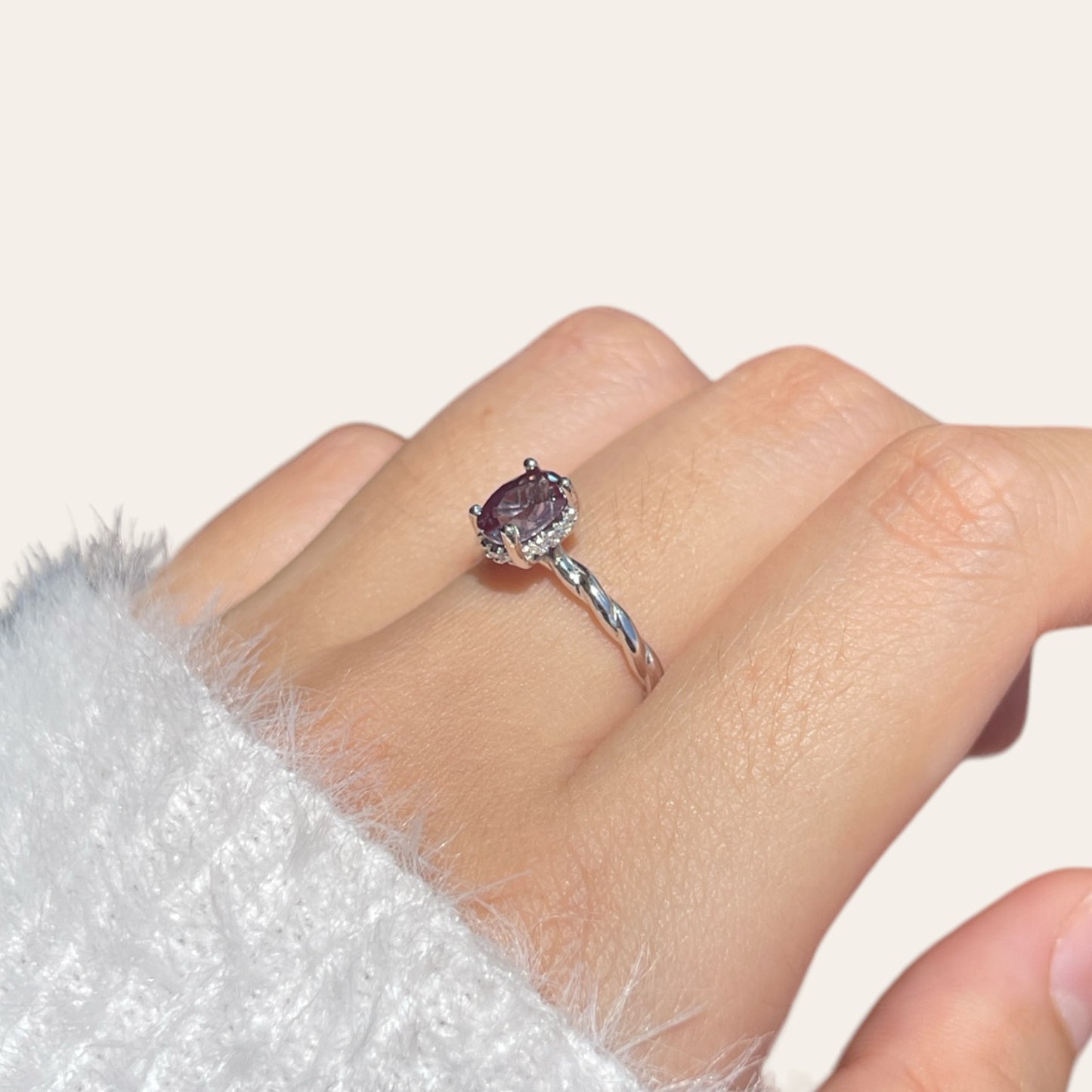 Alexandrite Halo Ring