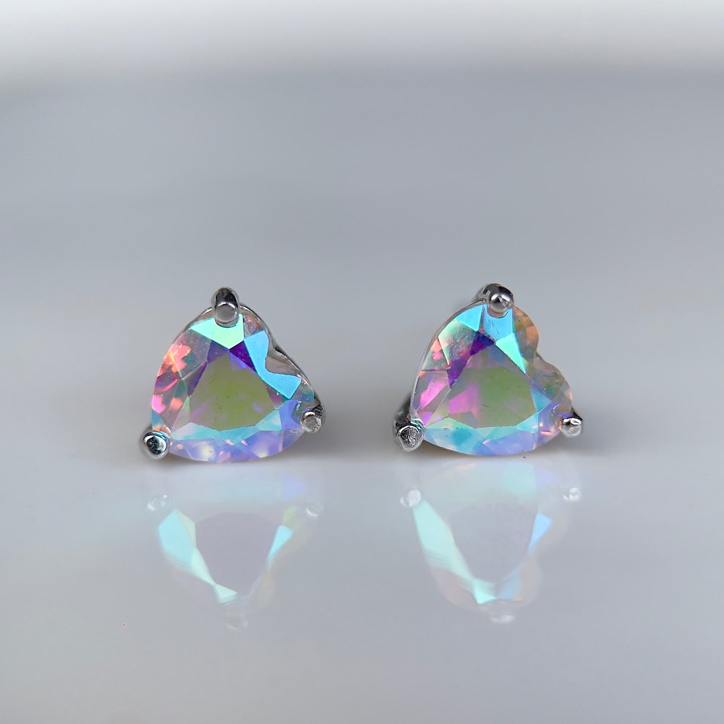 Angel Aura Quartz Heart Studs
