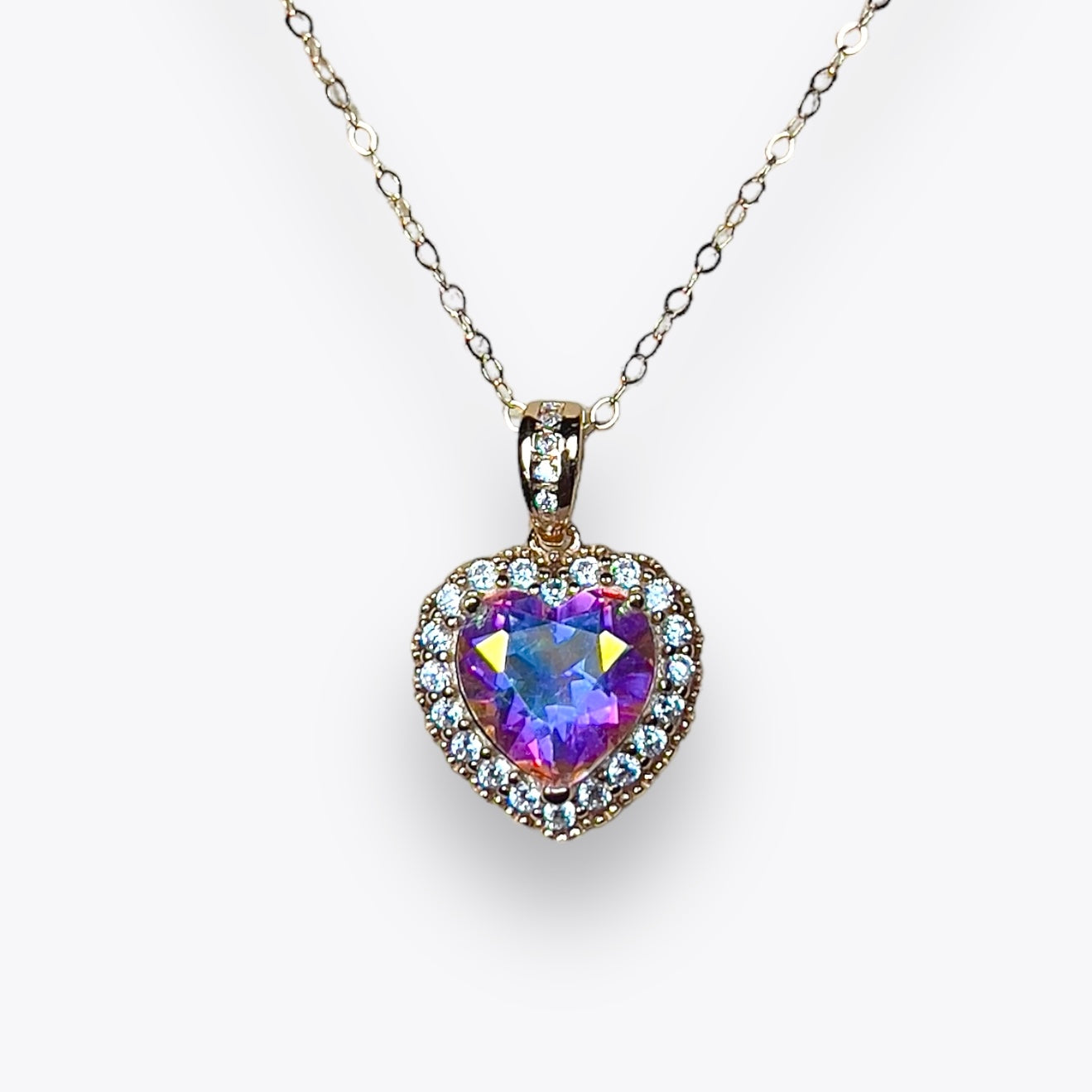 Angel Aura Quartz Heart Necklace