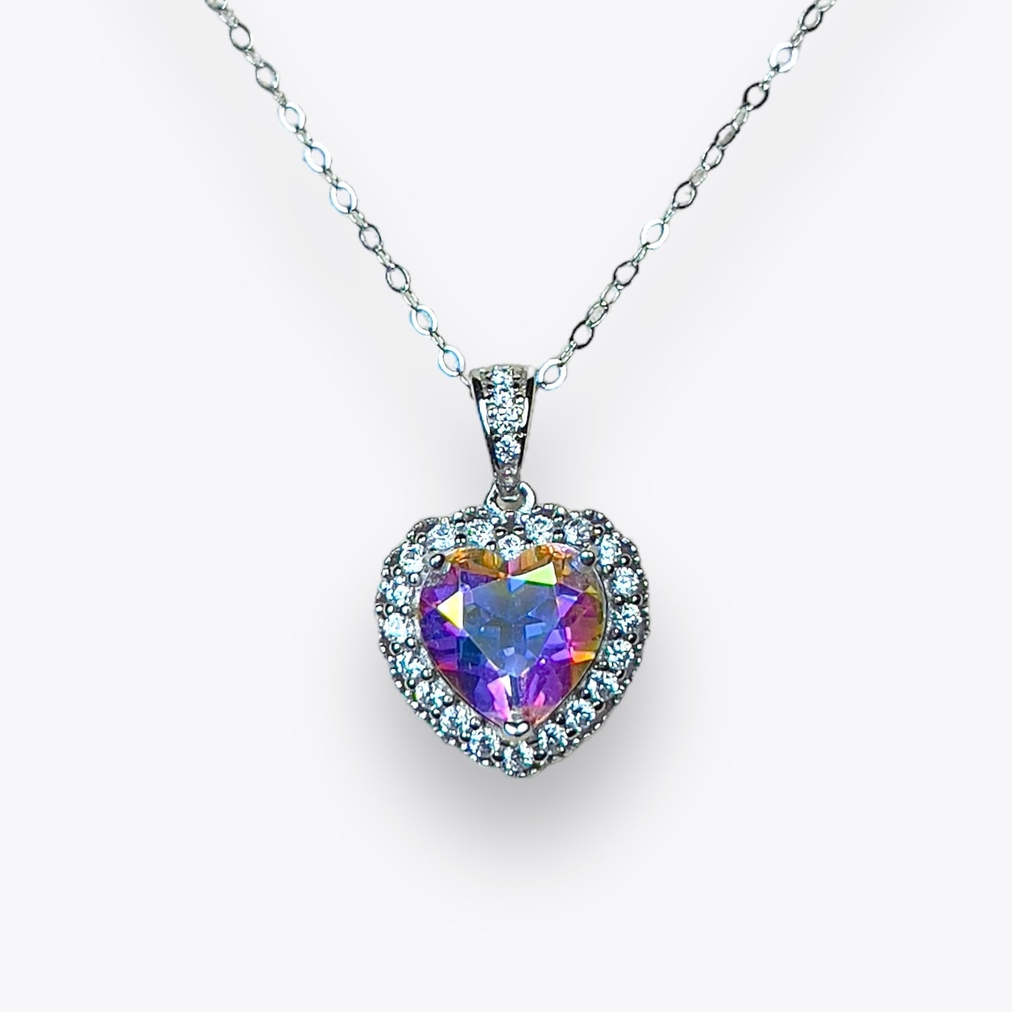 Angel Aura Quartz Heart Necklace