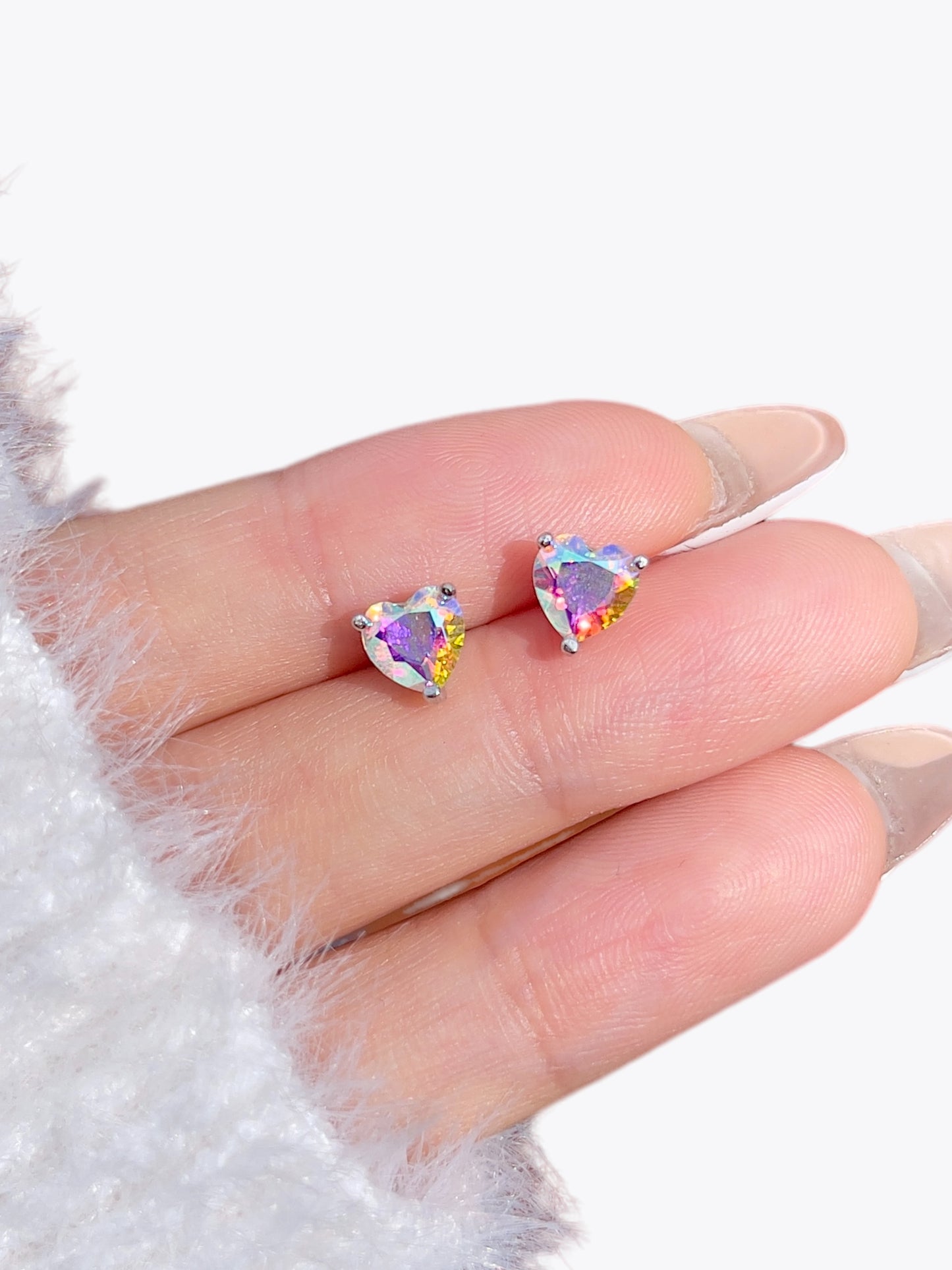 Angel Aura Quartz Heart Studs