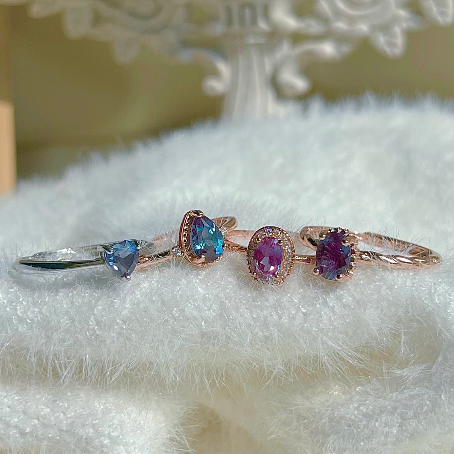 Alexandrite Halo Ring