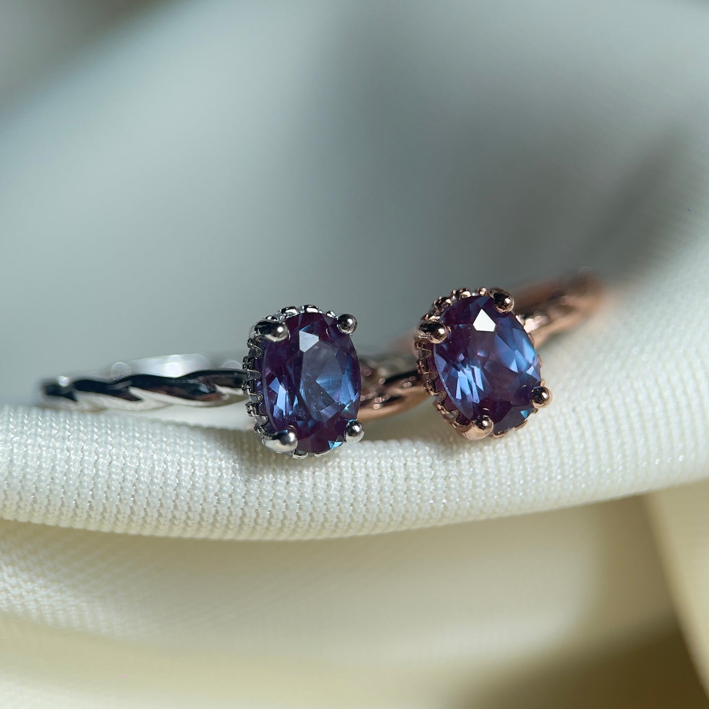 Alexandrite Halo Ring