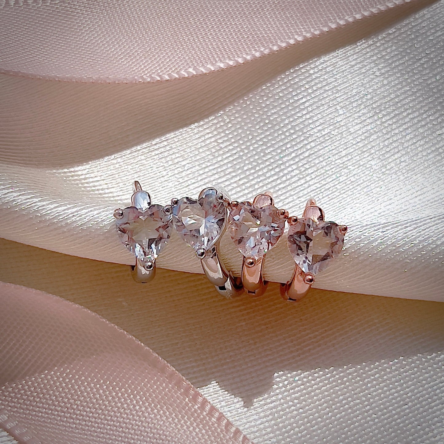 Clear Quartz Heart Huggies