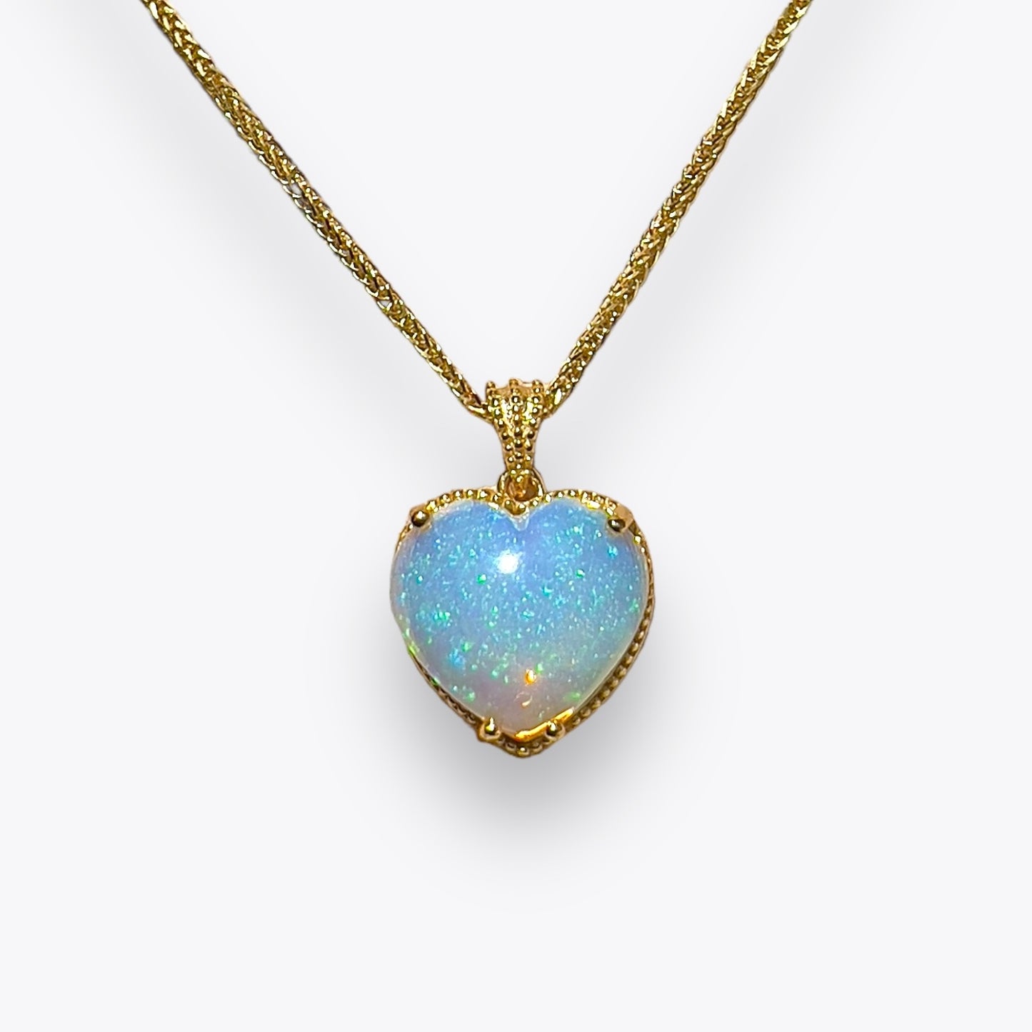 Chonky Opal Heart Necklace (12mm)
