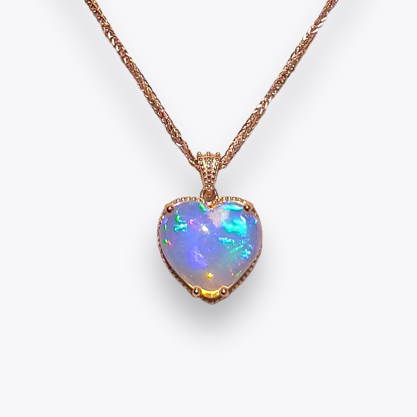 Chonky Opal Heart Necklace (12mm)