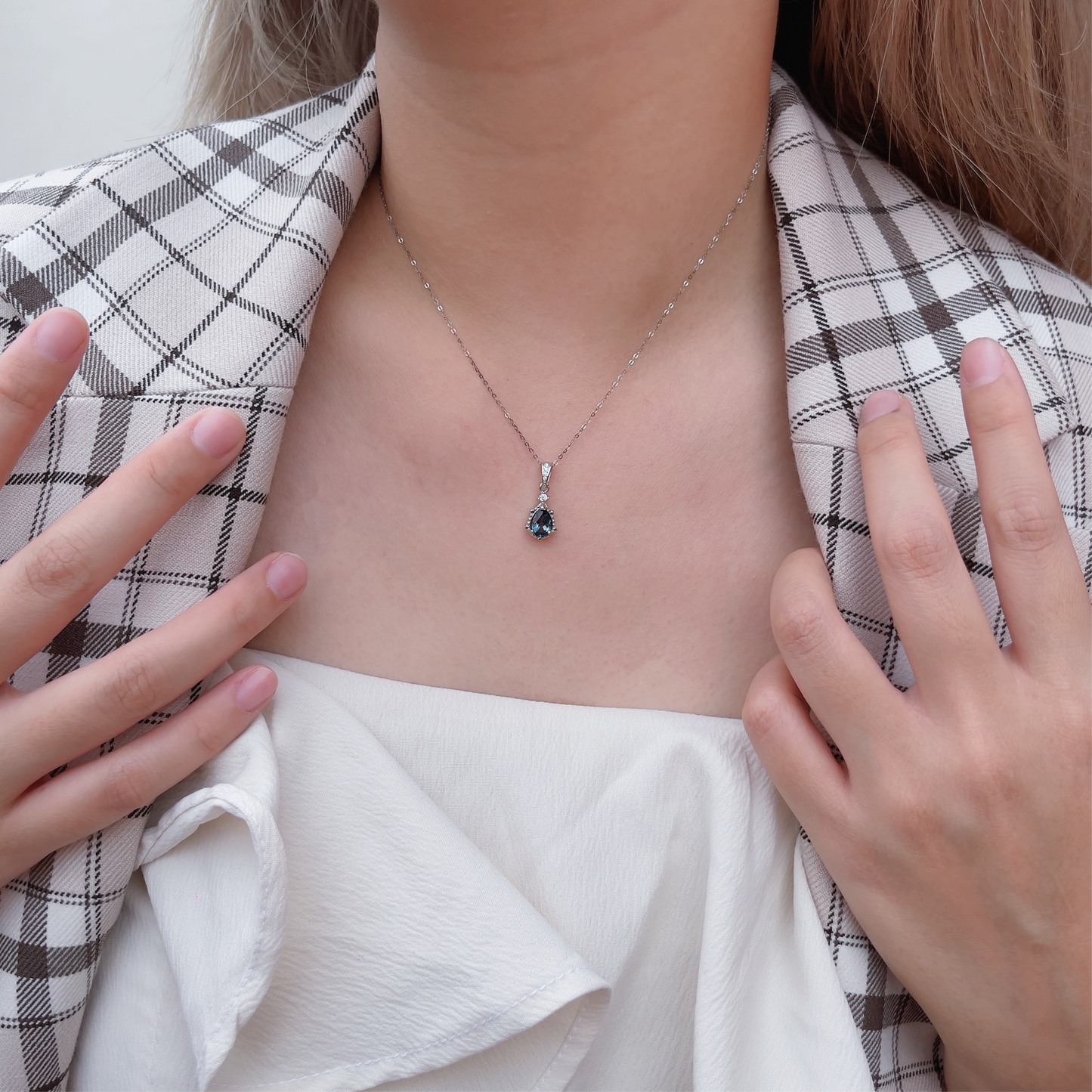 London Blue Topaz Pear Necklace