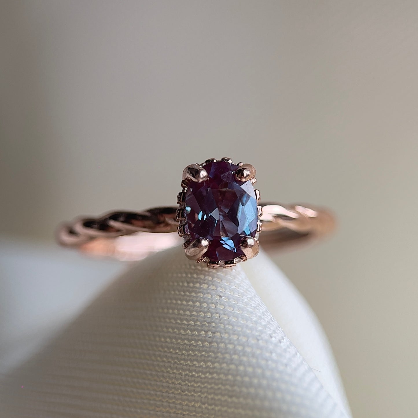 Alexandrite Halo Ring
