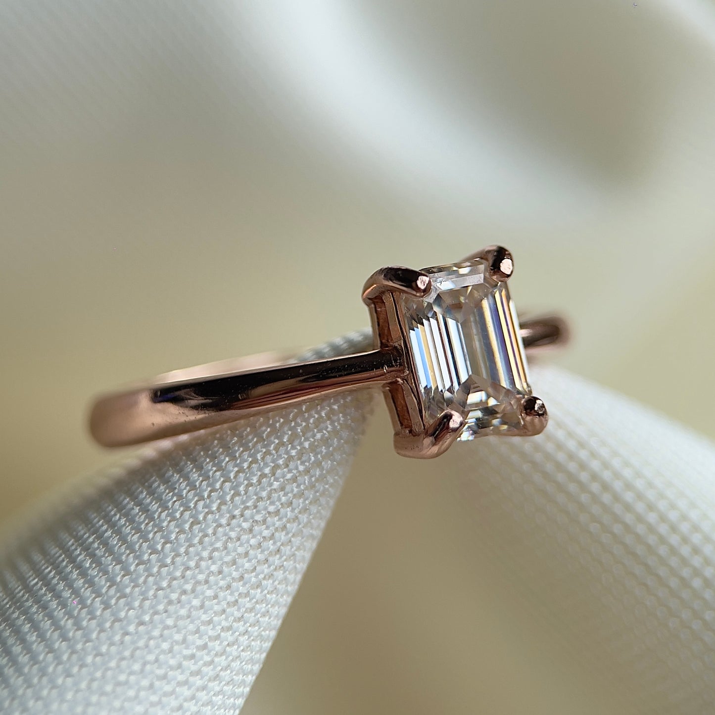Emerald Cut Champagne Moissanite Ring