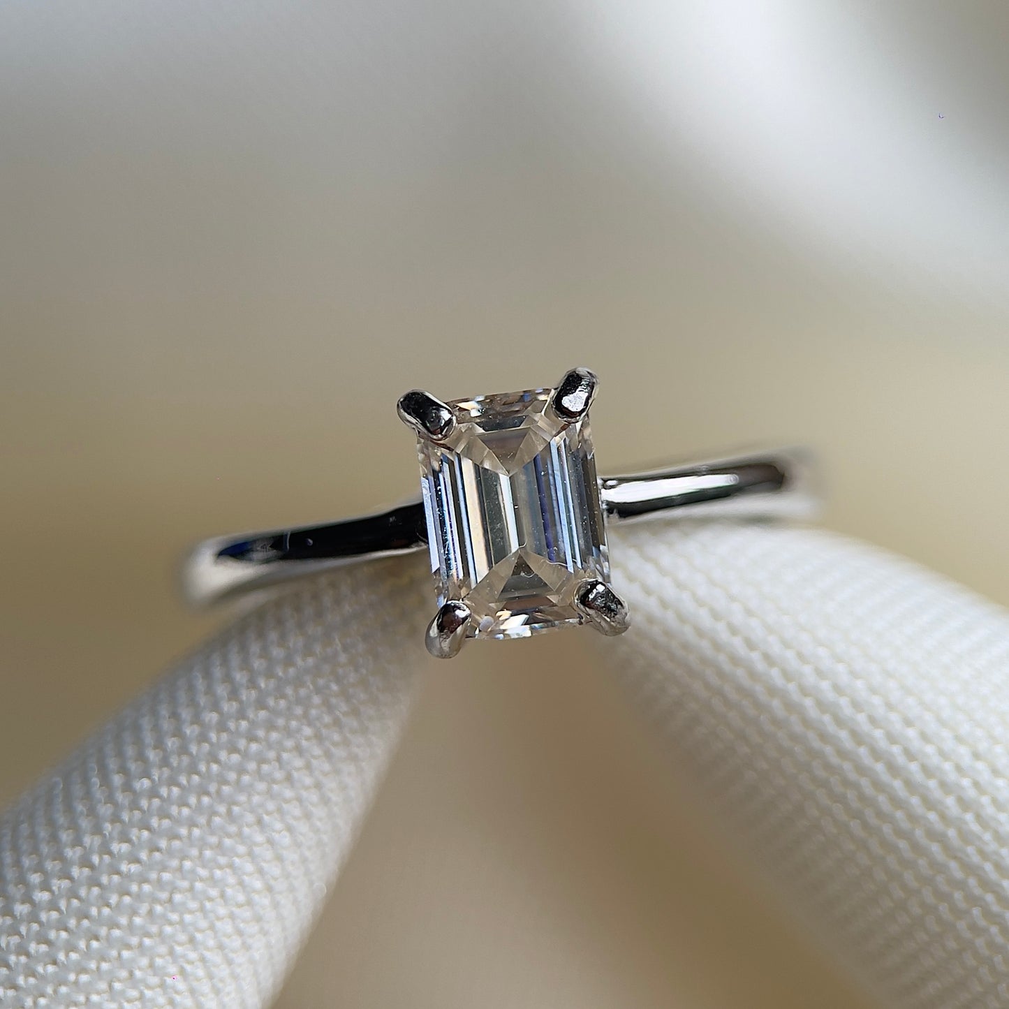 Emerald Cut Champagne Moissanite Ring