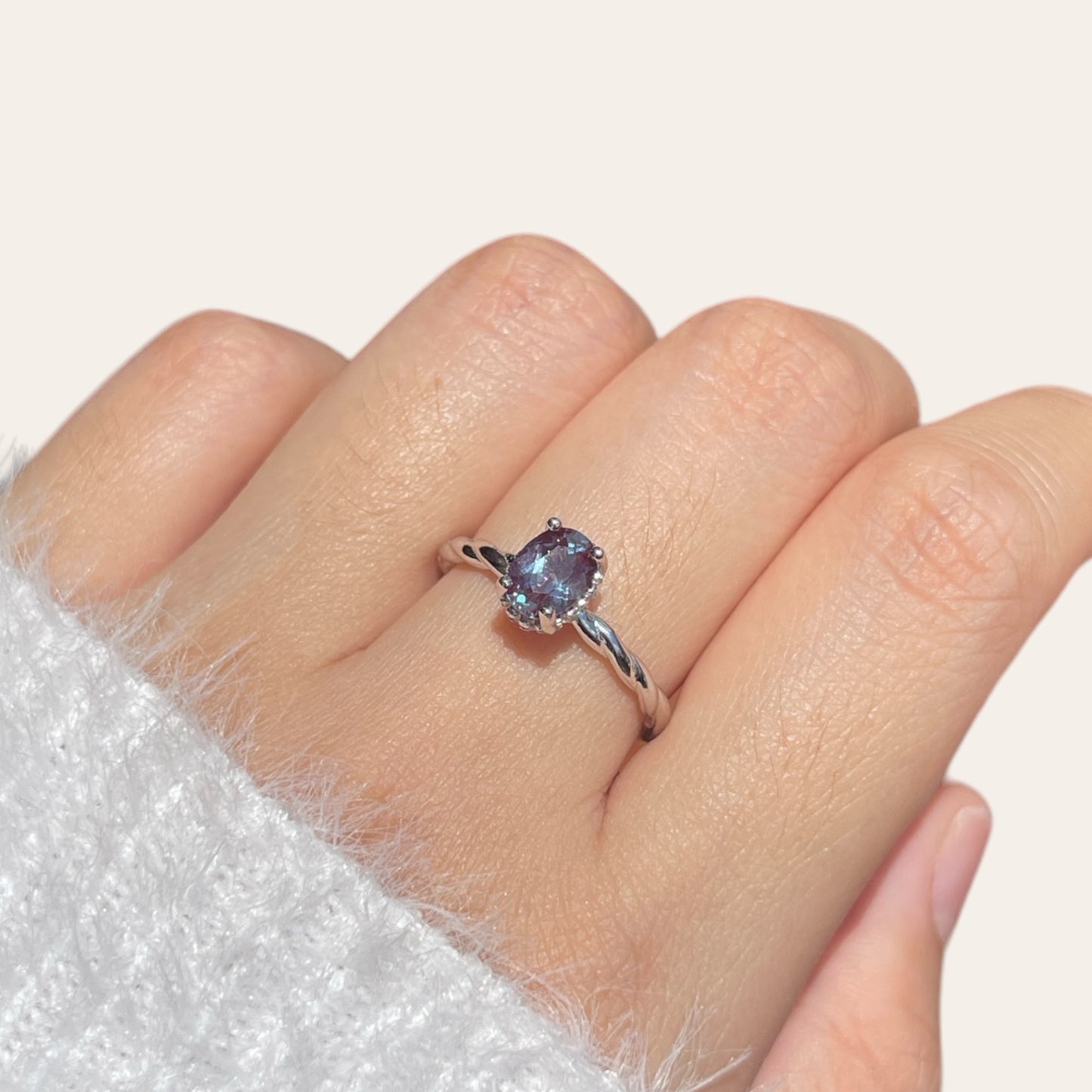 Alexandrite Halo Ring