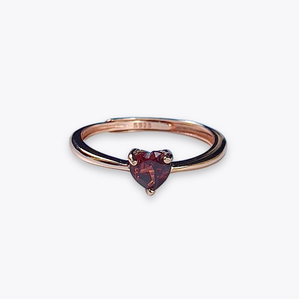 Garnet Dainty Heart Ring