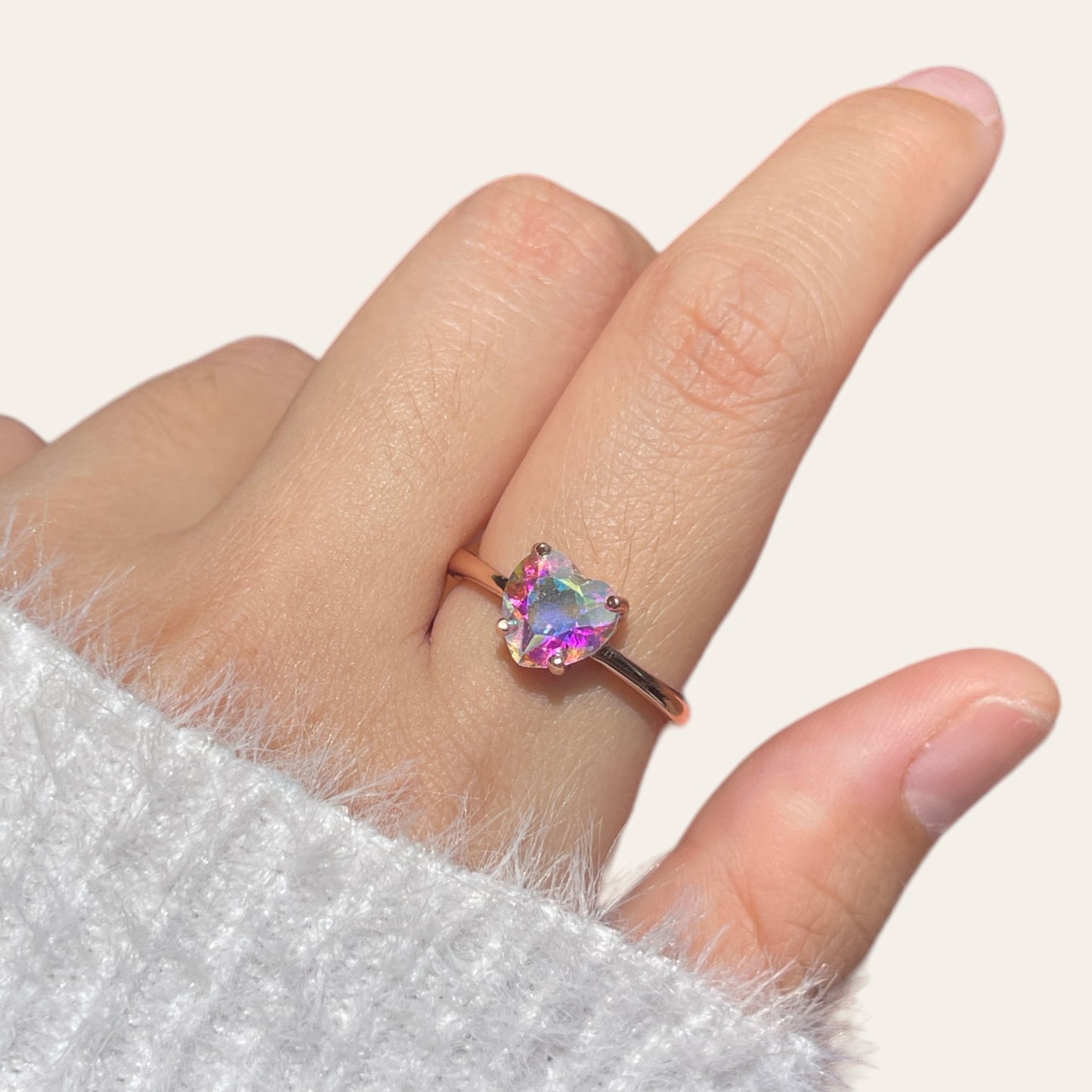 Angel Aura Quartz Heart Ring (8mm)