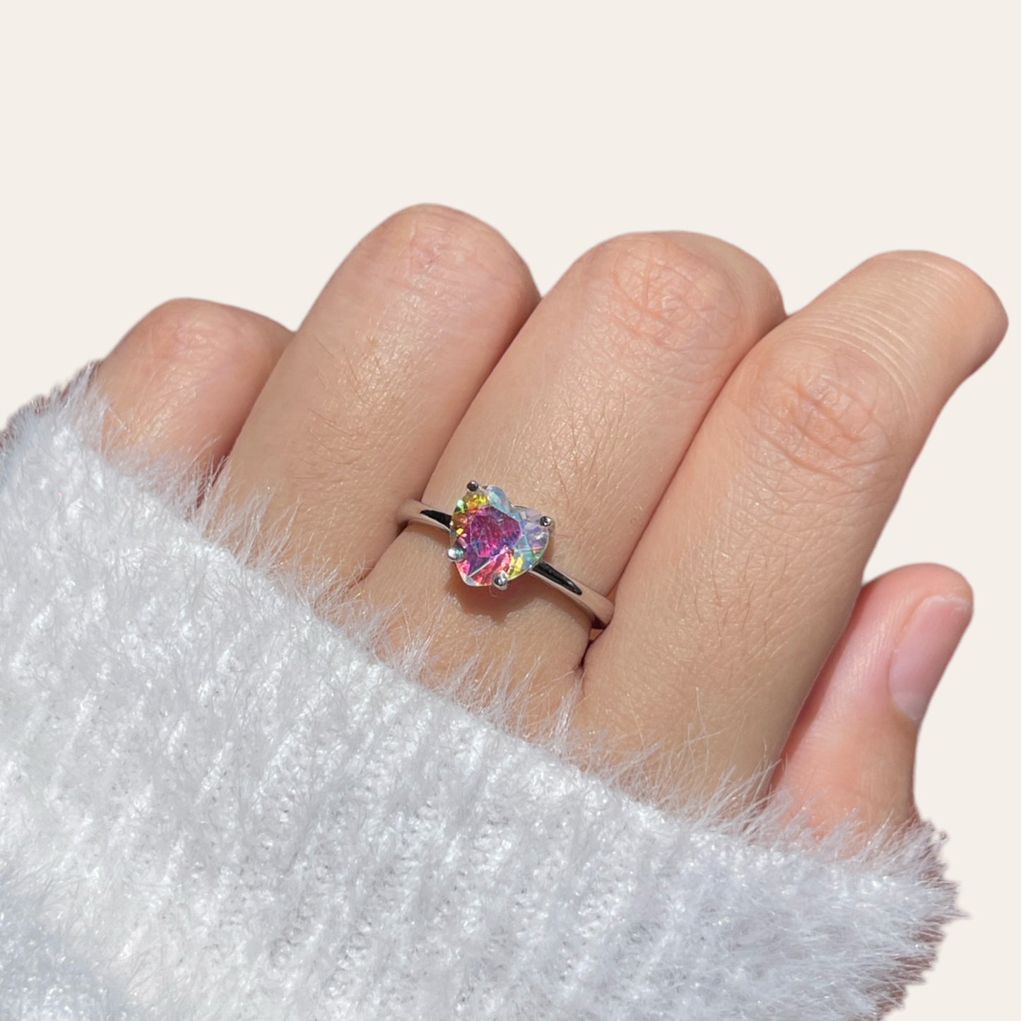Angel Aura Quartz Heart Ring (8mm)