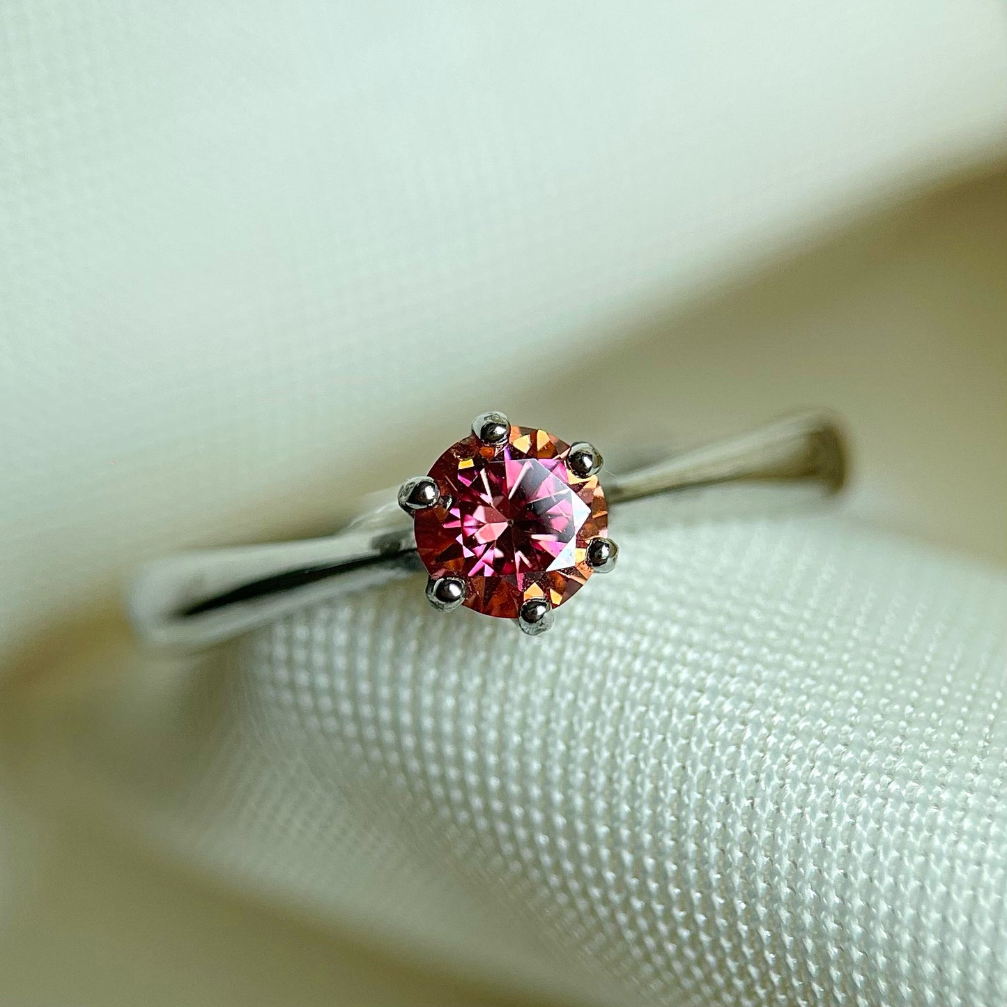 Watermelon Moissanite Solitaire Ring (0.5 Carat)