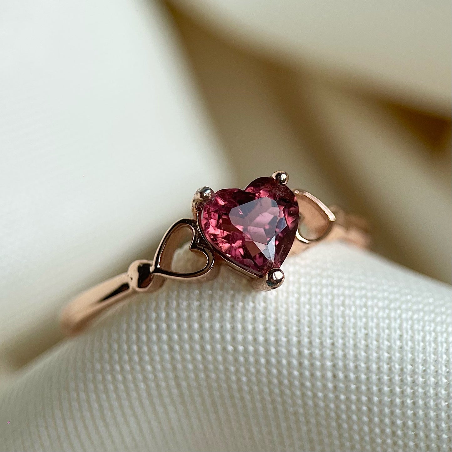 Pink Tourmaline Hearts Ring