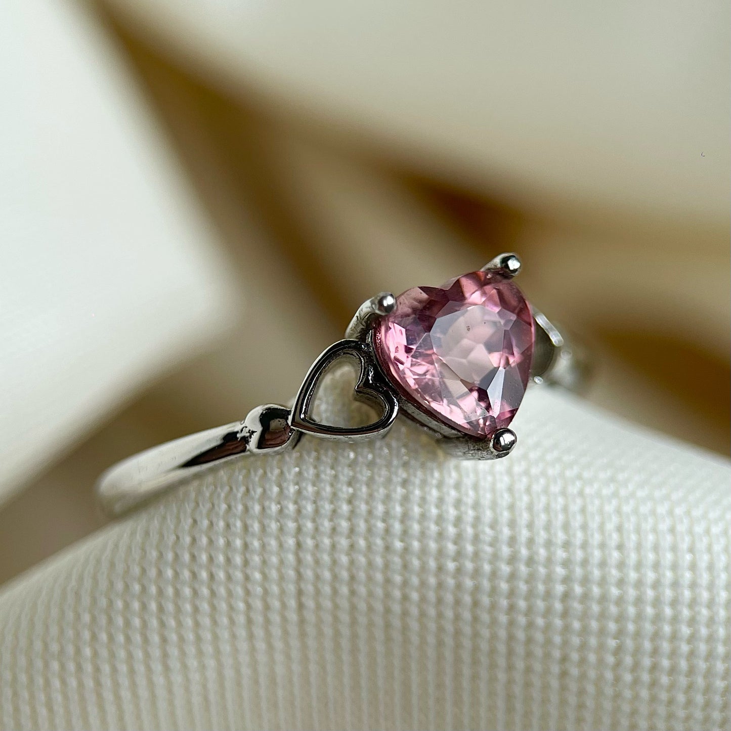 Pink Tourmaline Hearts Ring