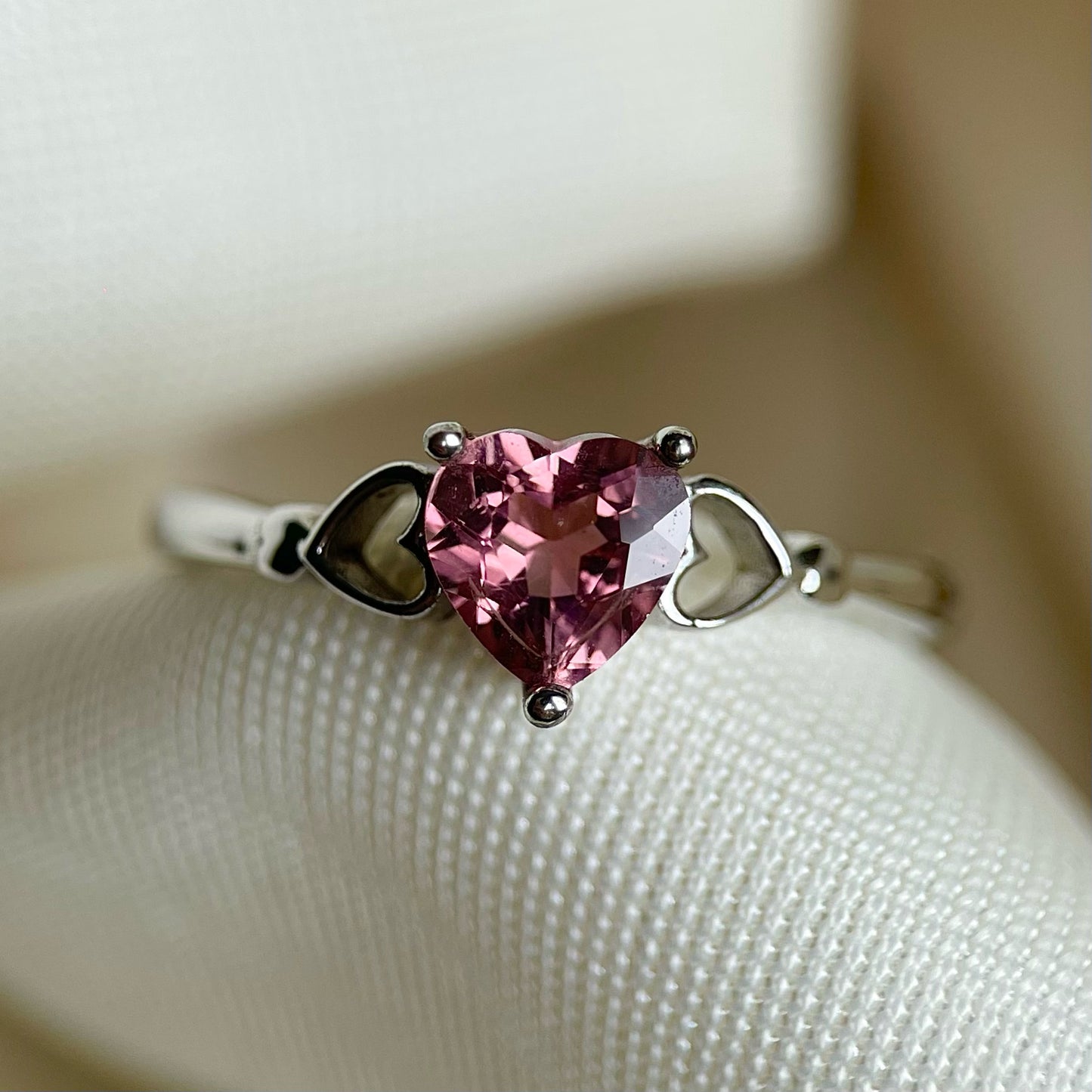 Pink Tourmaline Hearts Ring