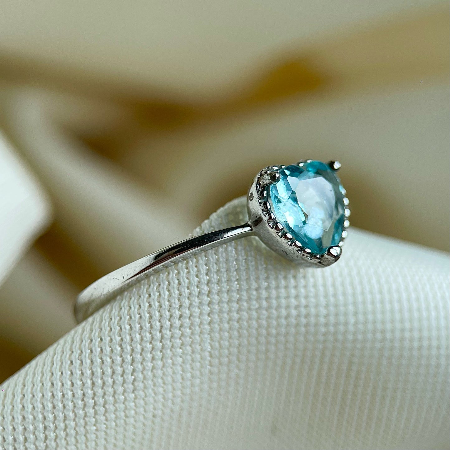 Blue Apatite Heart Ring