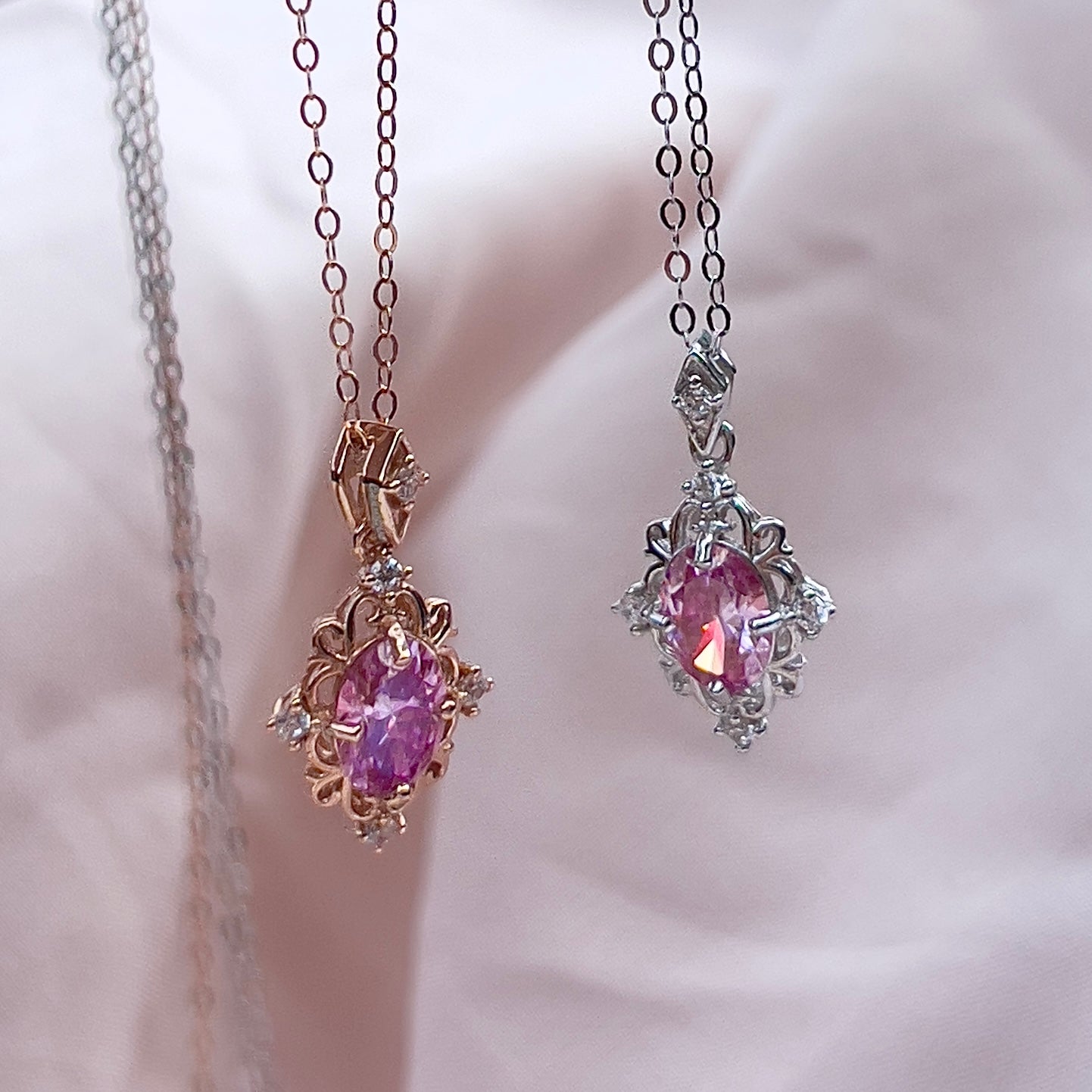 Pink Moissanite Regal Necklace