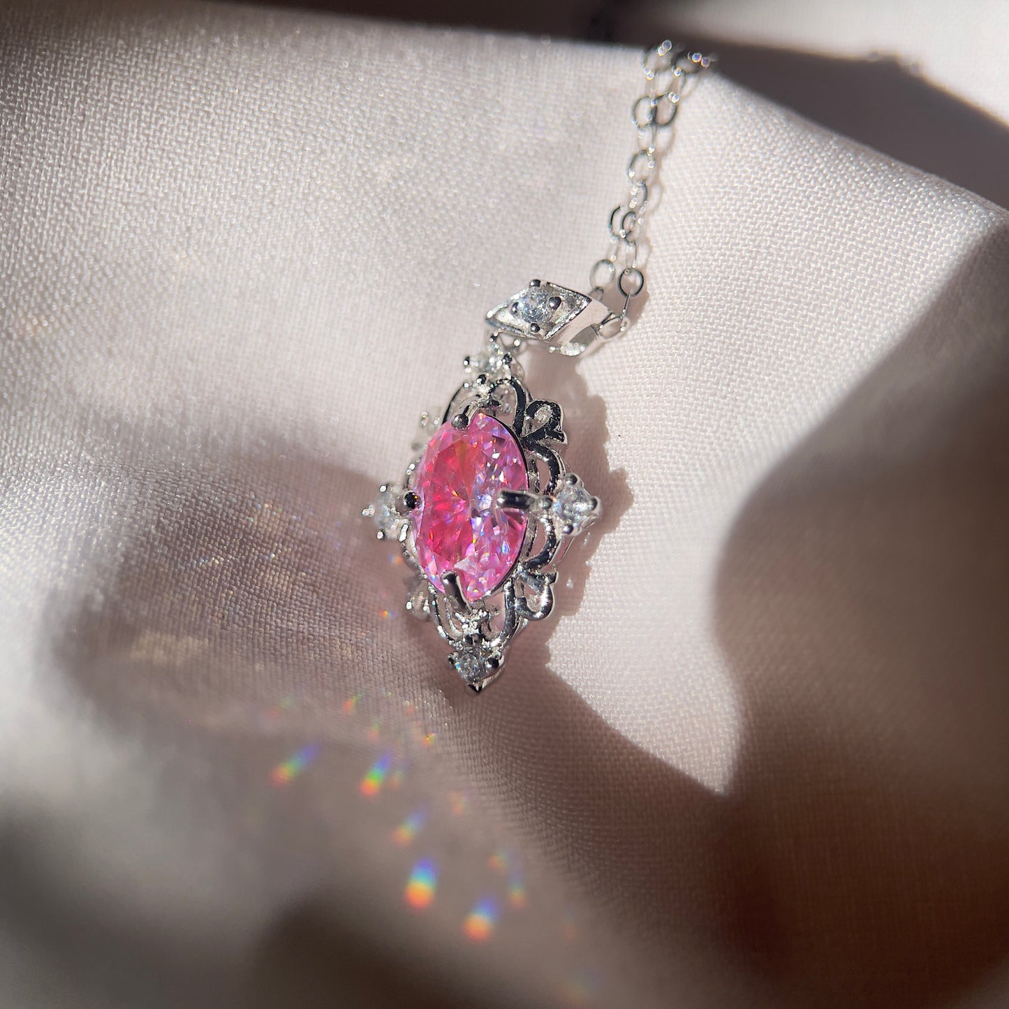 Pink Moissanite Regal Necklace