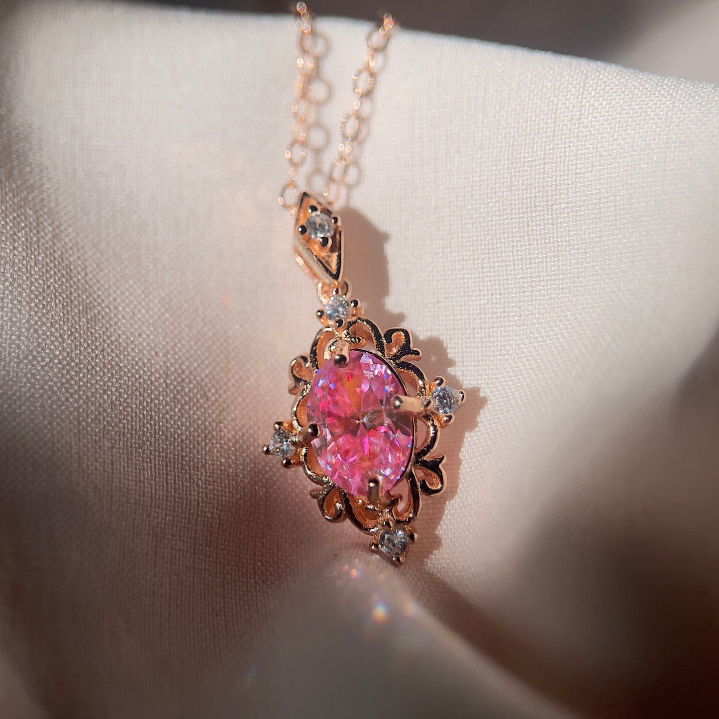 Pink Moissanite Regal Necklace
