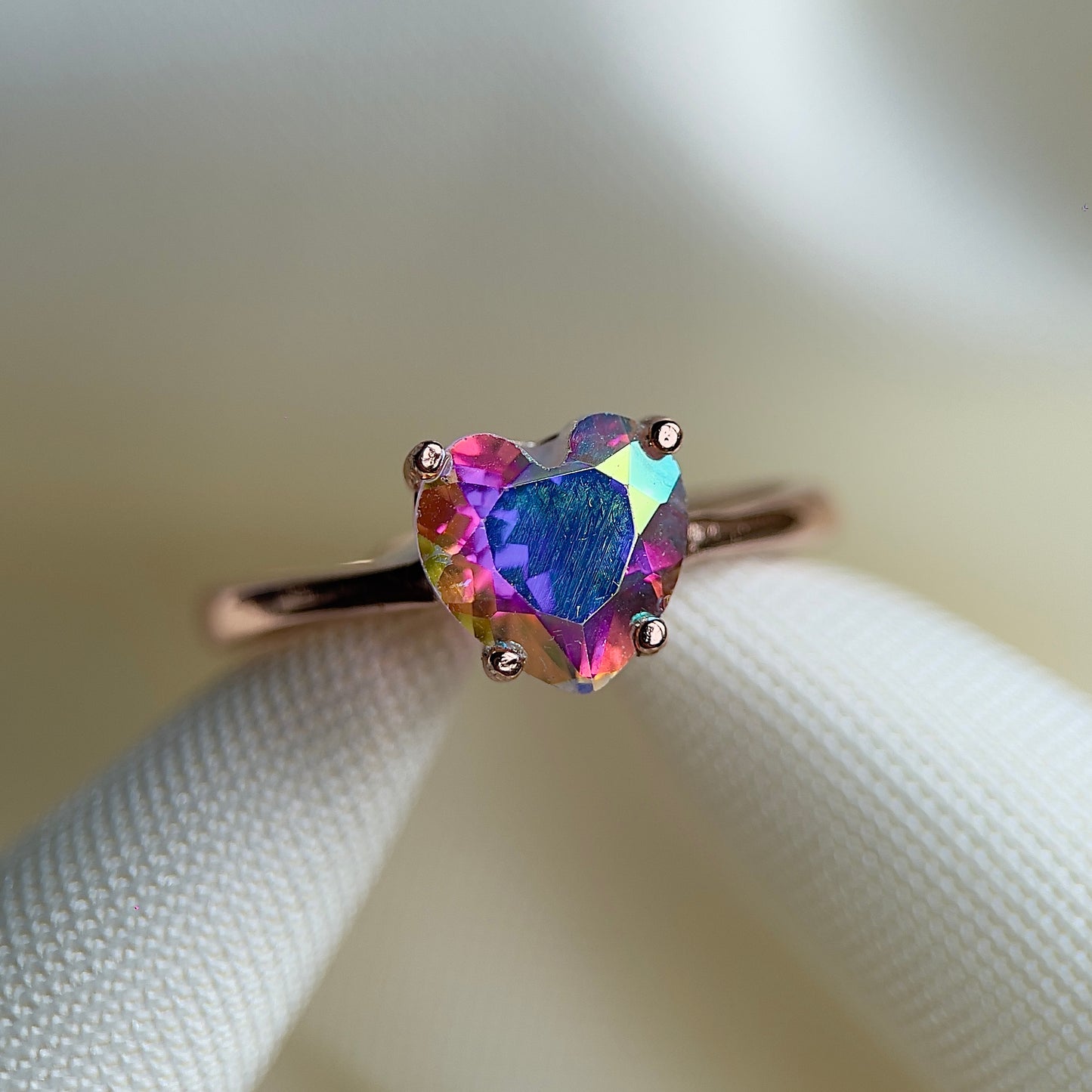 Angel Aura Quartz Heart Ring (8mm)