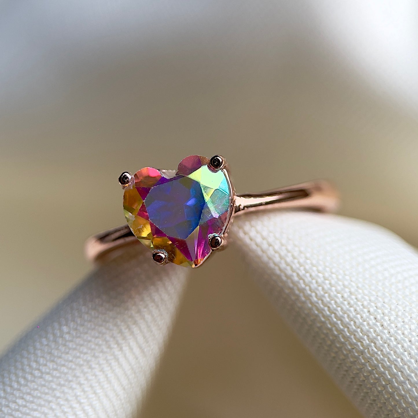Angel Aura Quartz Heart Ring (8mm)