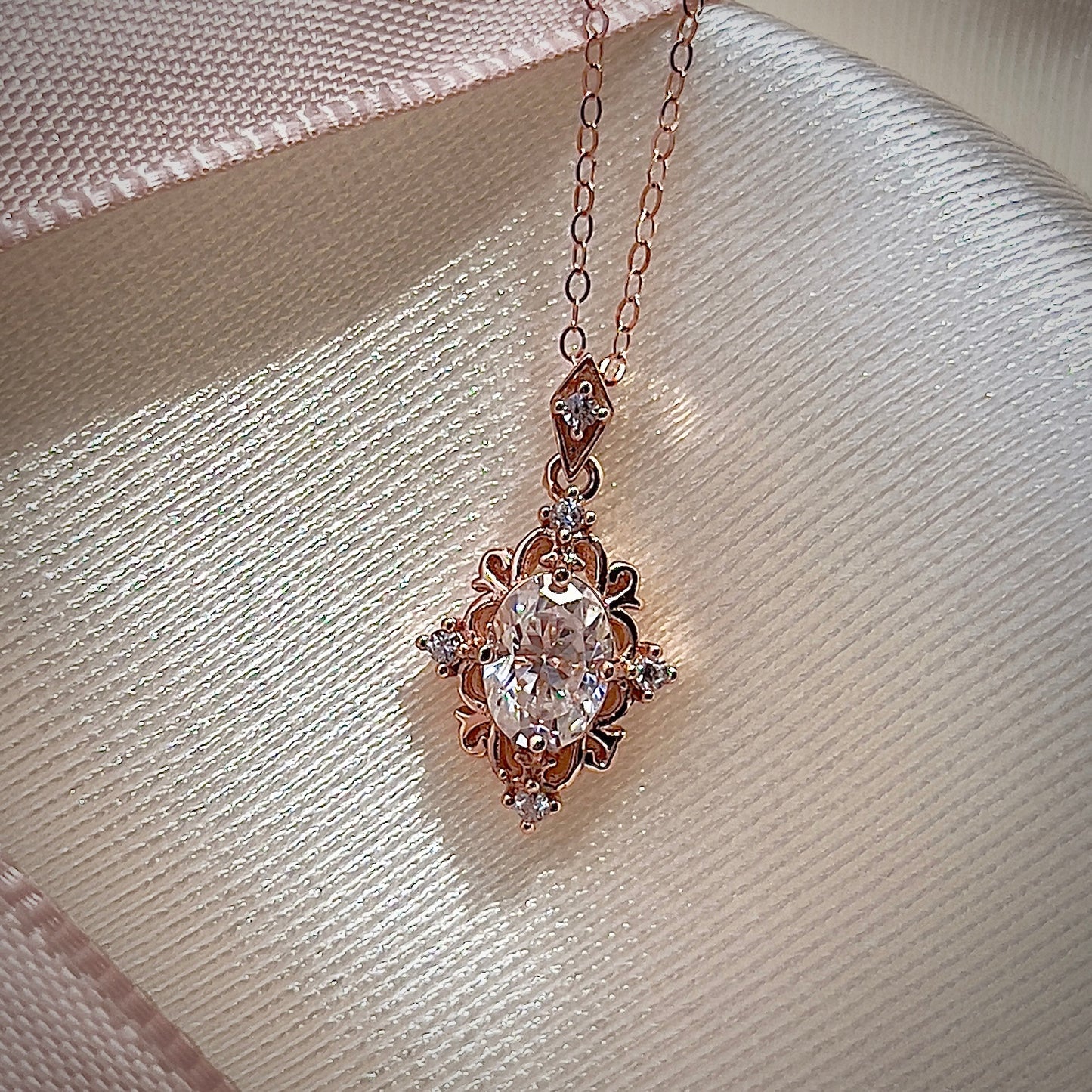 White Moissanite Regal Necklace