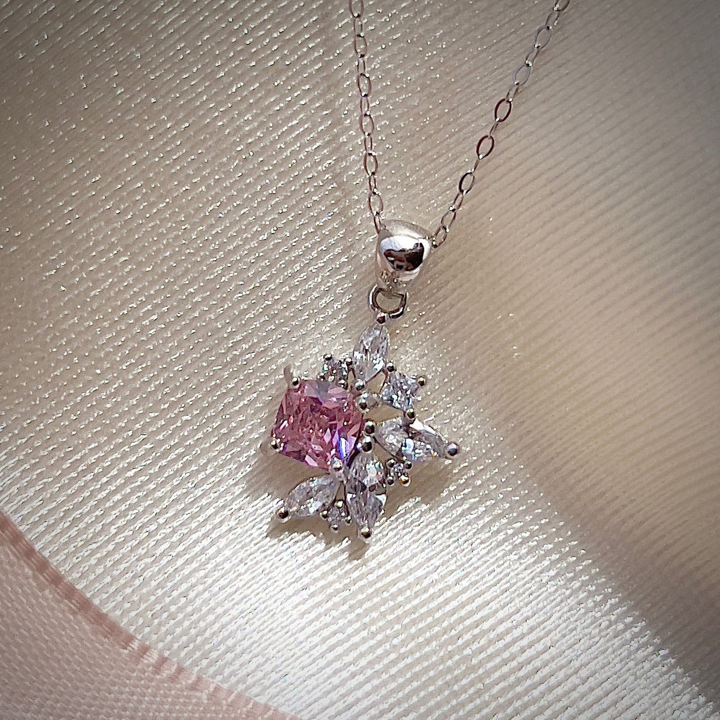 Pink Zirconia Bejewelled Necklace