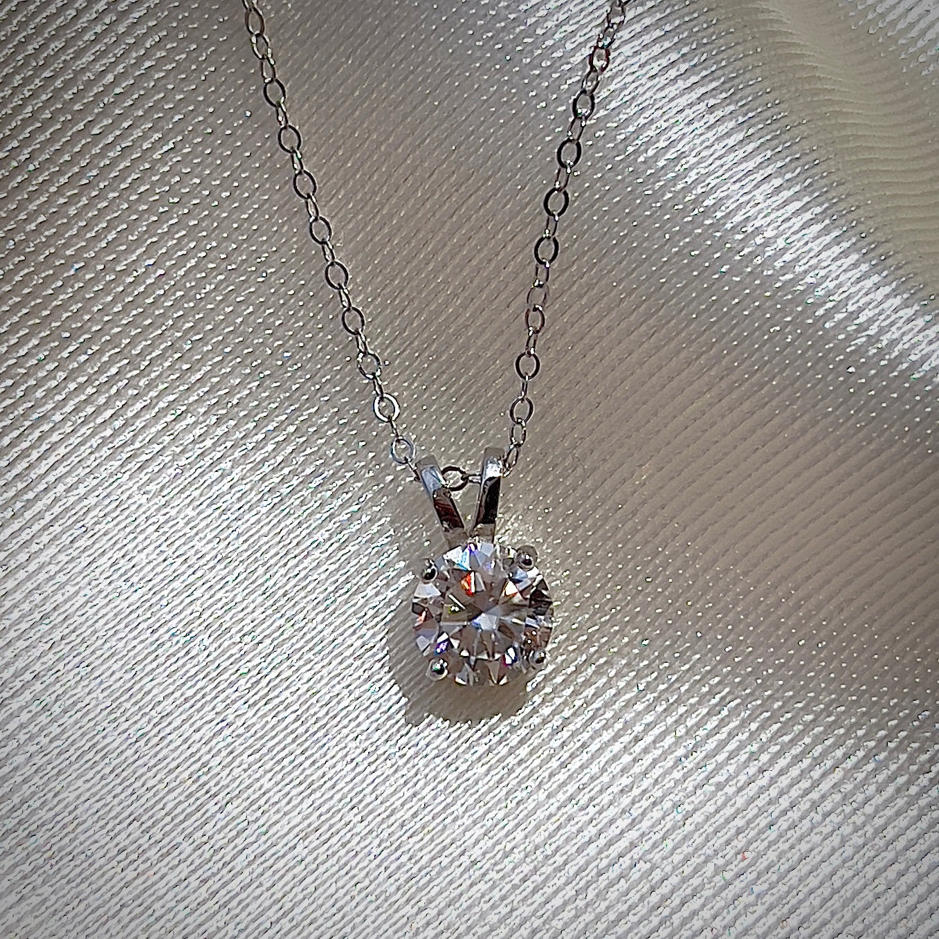 White Moissanite Solitaire Necklace