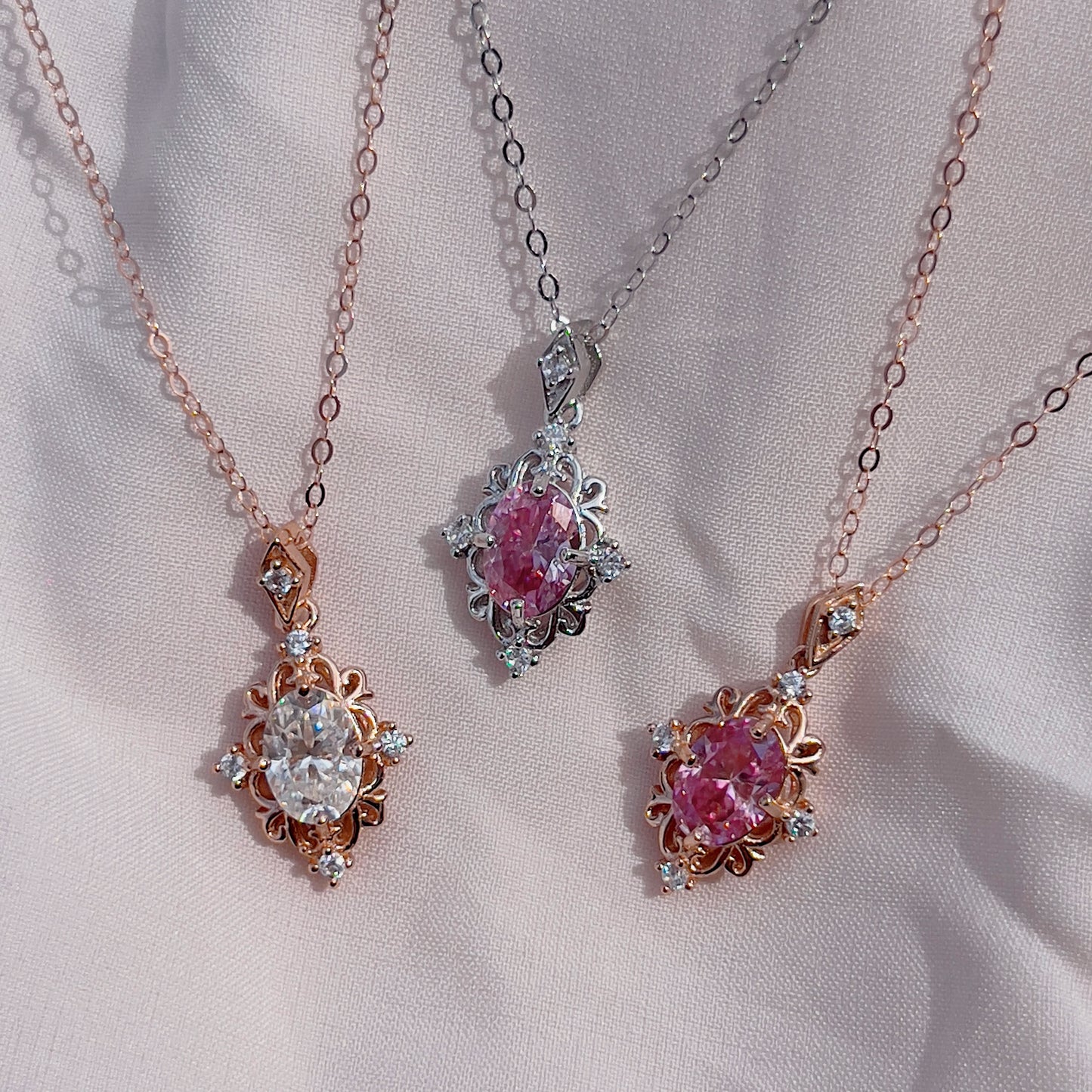Pink Moissanite Regal Necklace