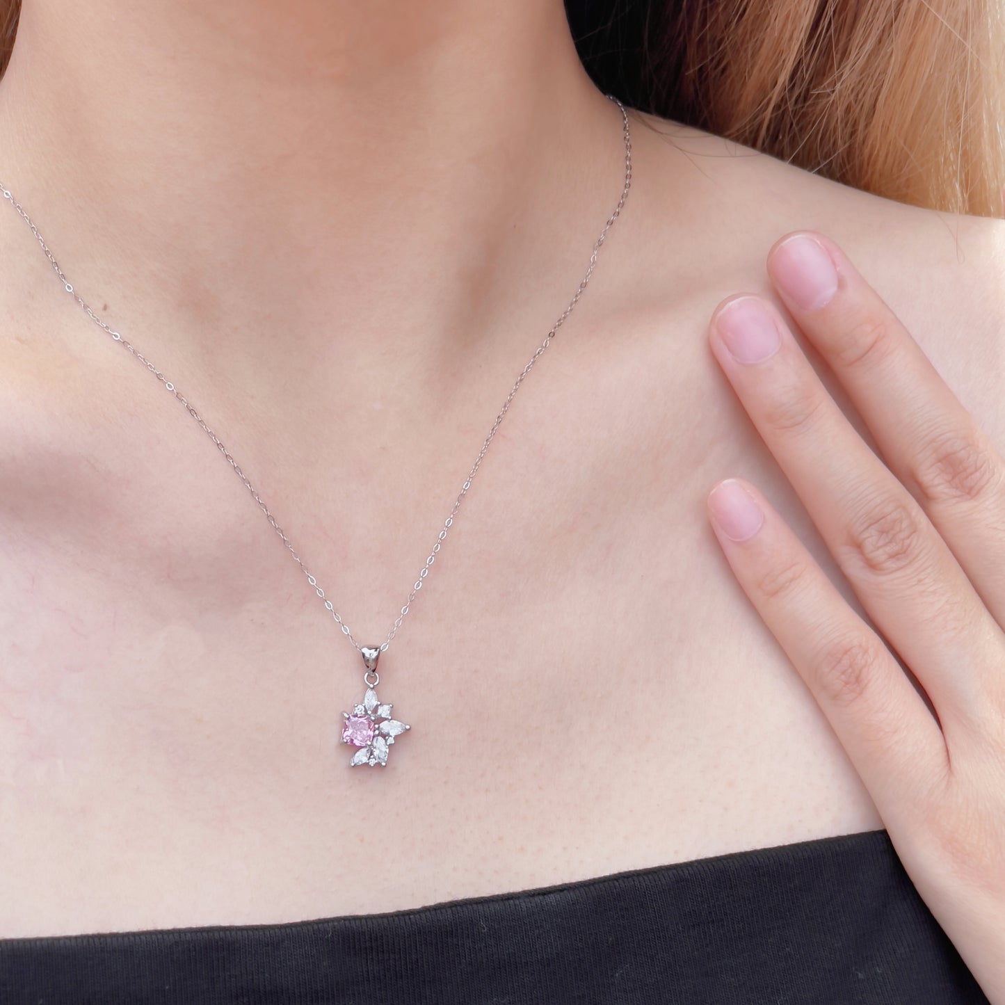 Pink Zirconia Bejewelled Necklace