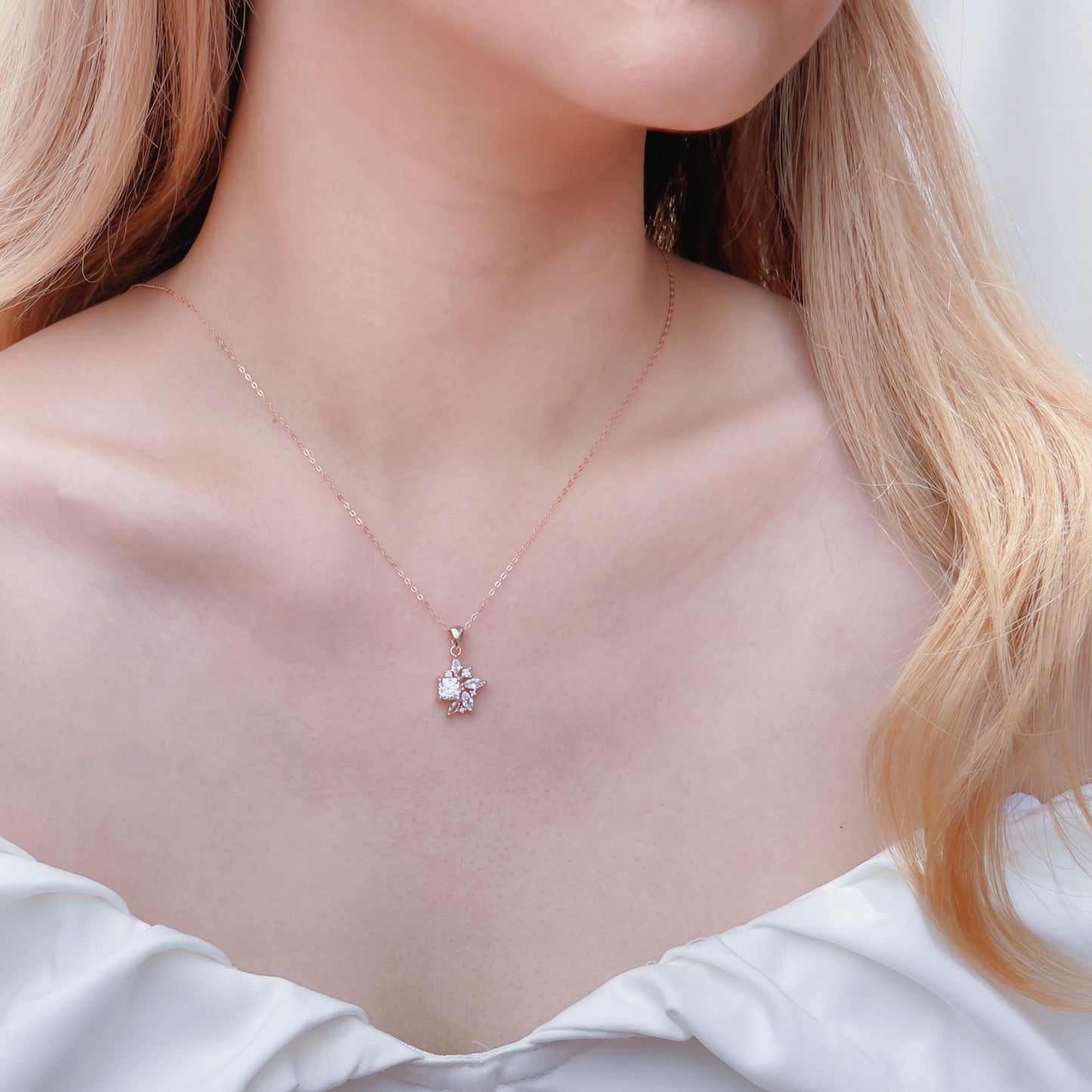 White Moissanite Bejewelled Necklace