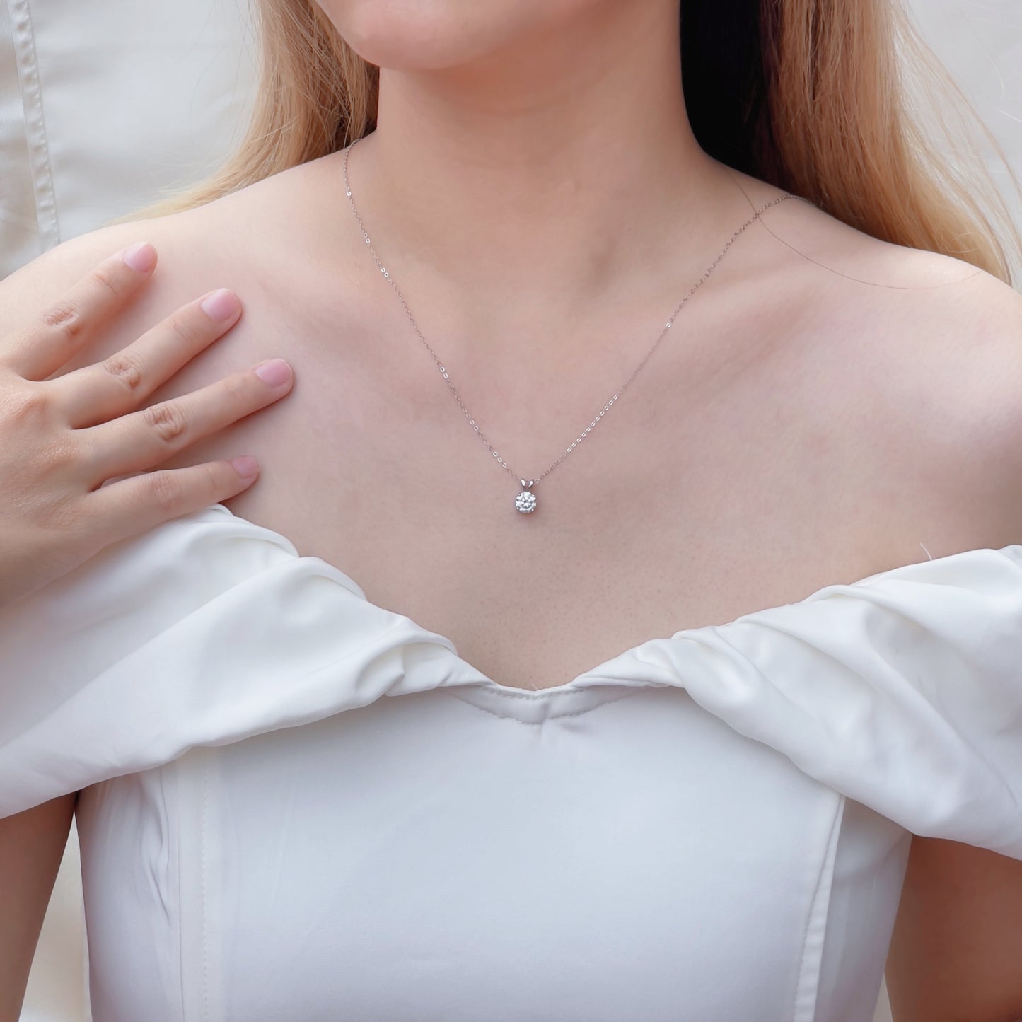 White Moissanite Solitaire Necklace
