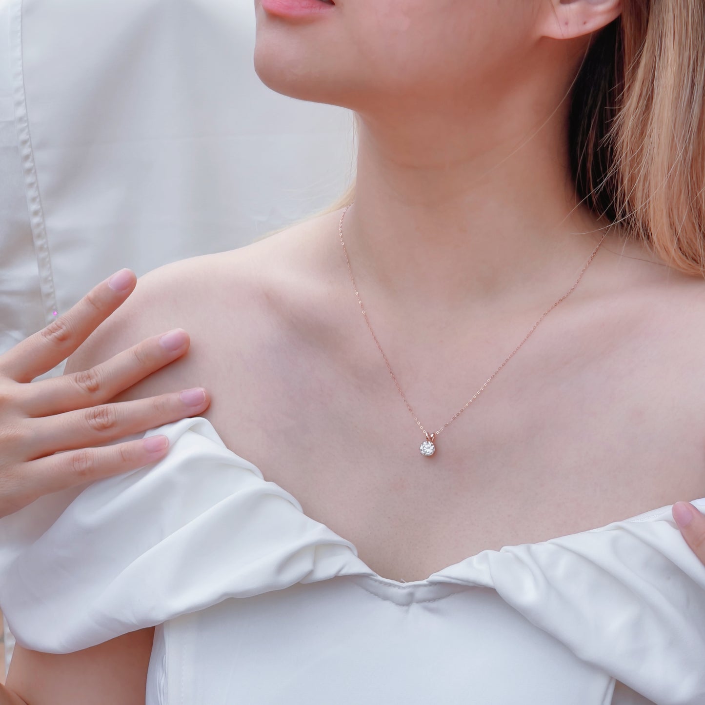 White Moissanite Solitaire Necklace