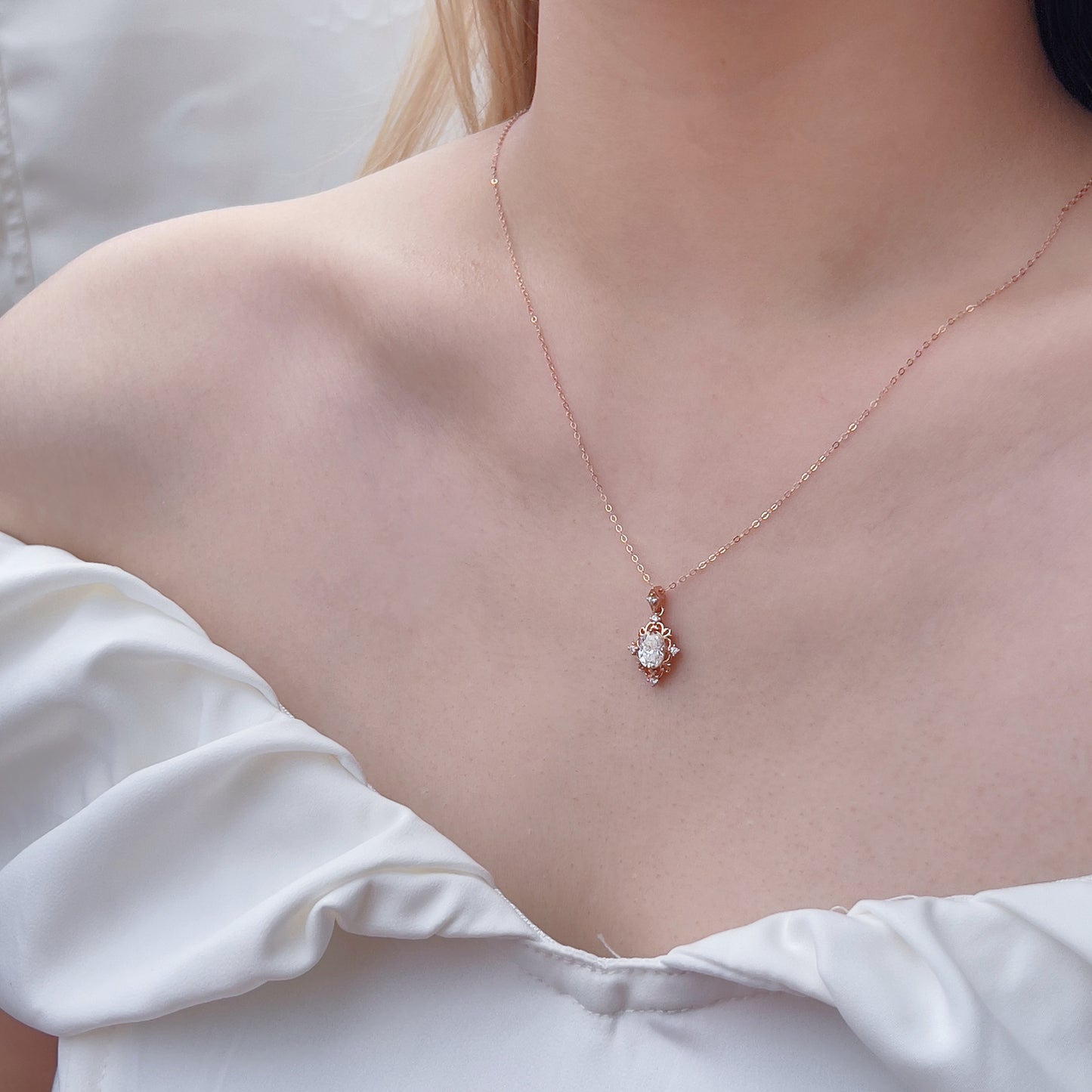 White Moissanite Regal Necklace