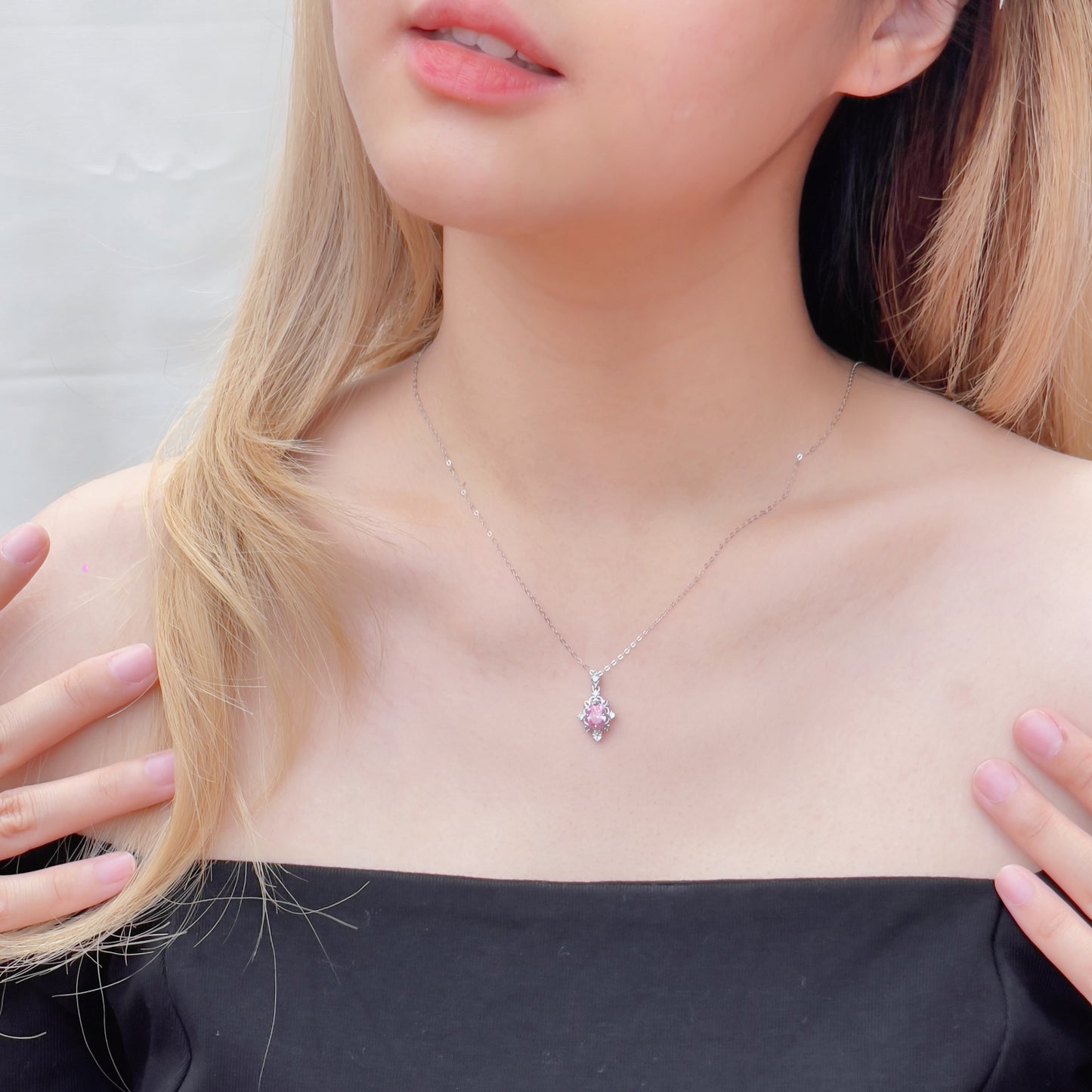 Pink Moissanite Regal Necklace