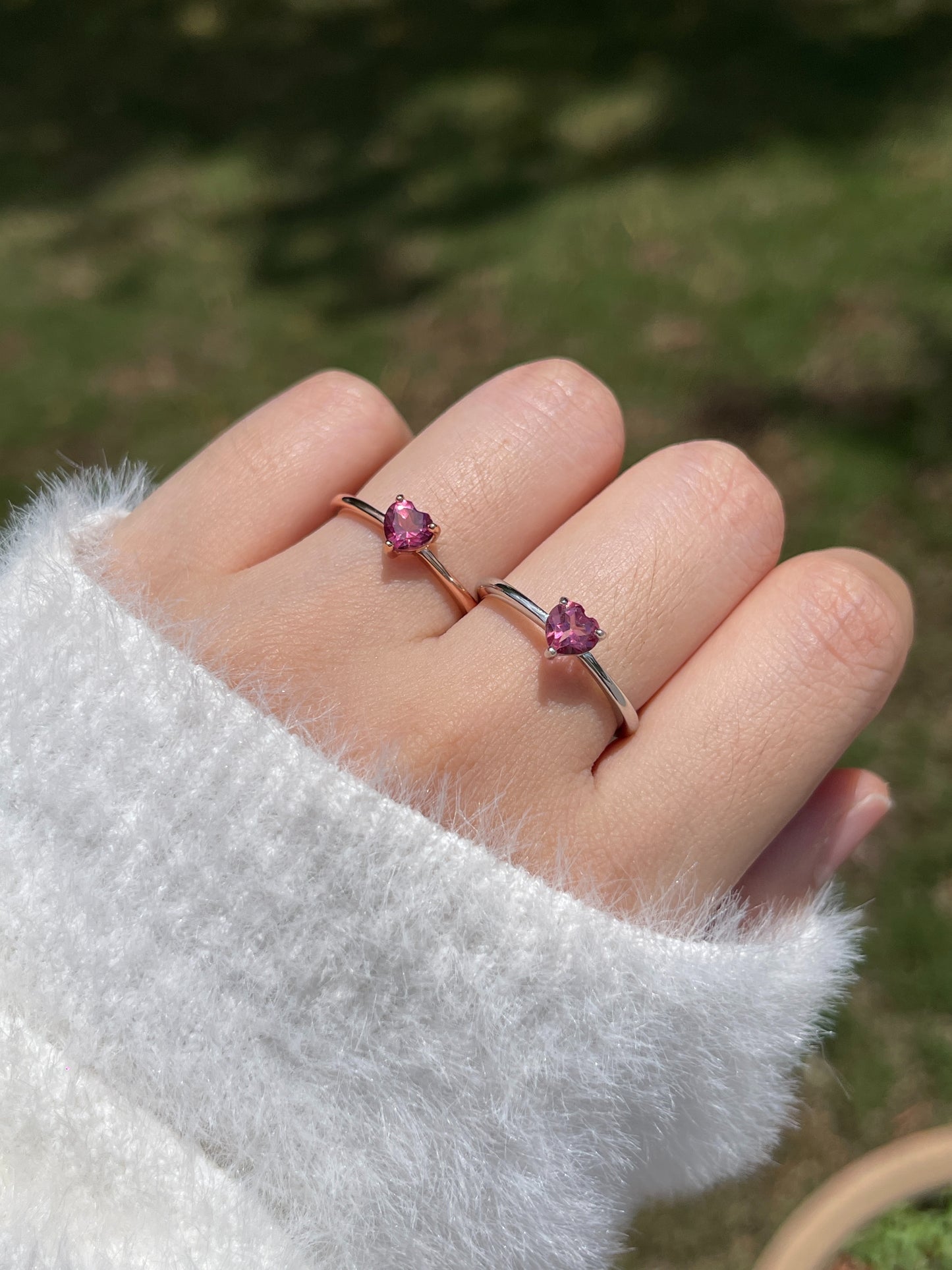 Pink Topaz Dainty Heart Ring