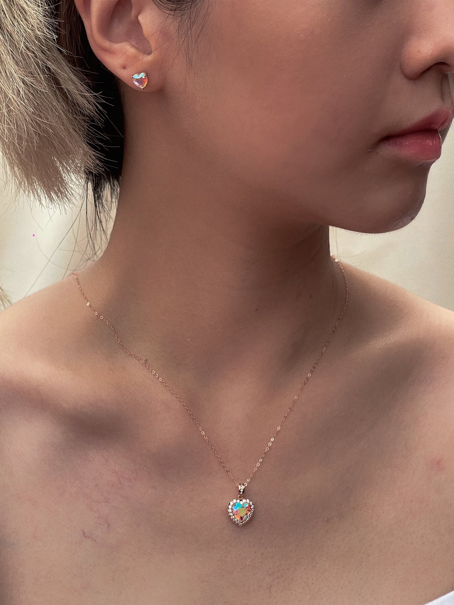 Angel Aura Quartz Heart Necklace