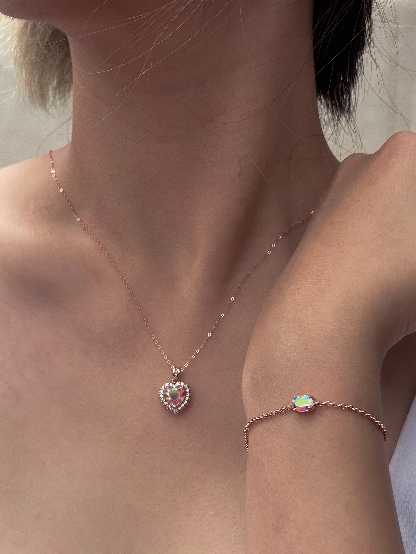 Angel Aura Quartz Heart Necklace