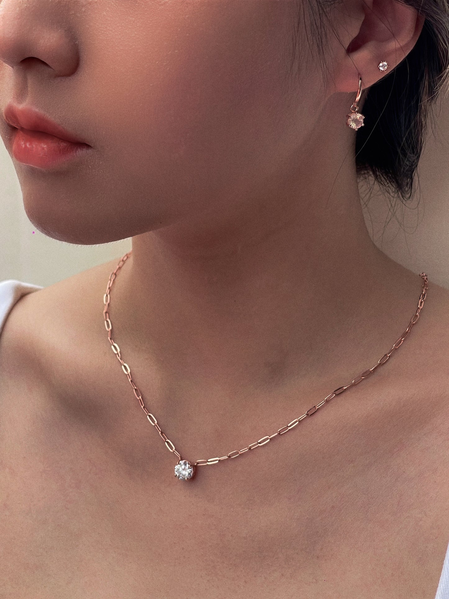White Moissanite Link Chain Necklace