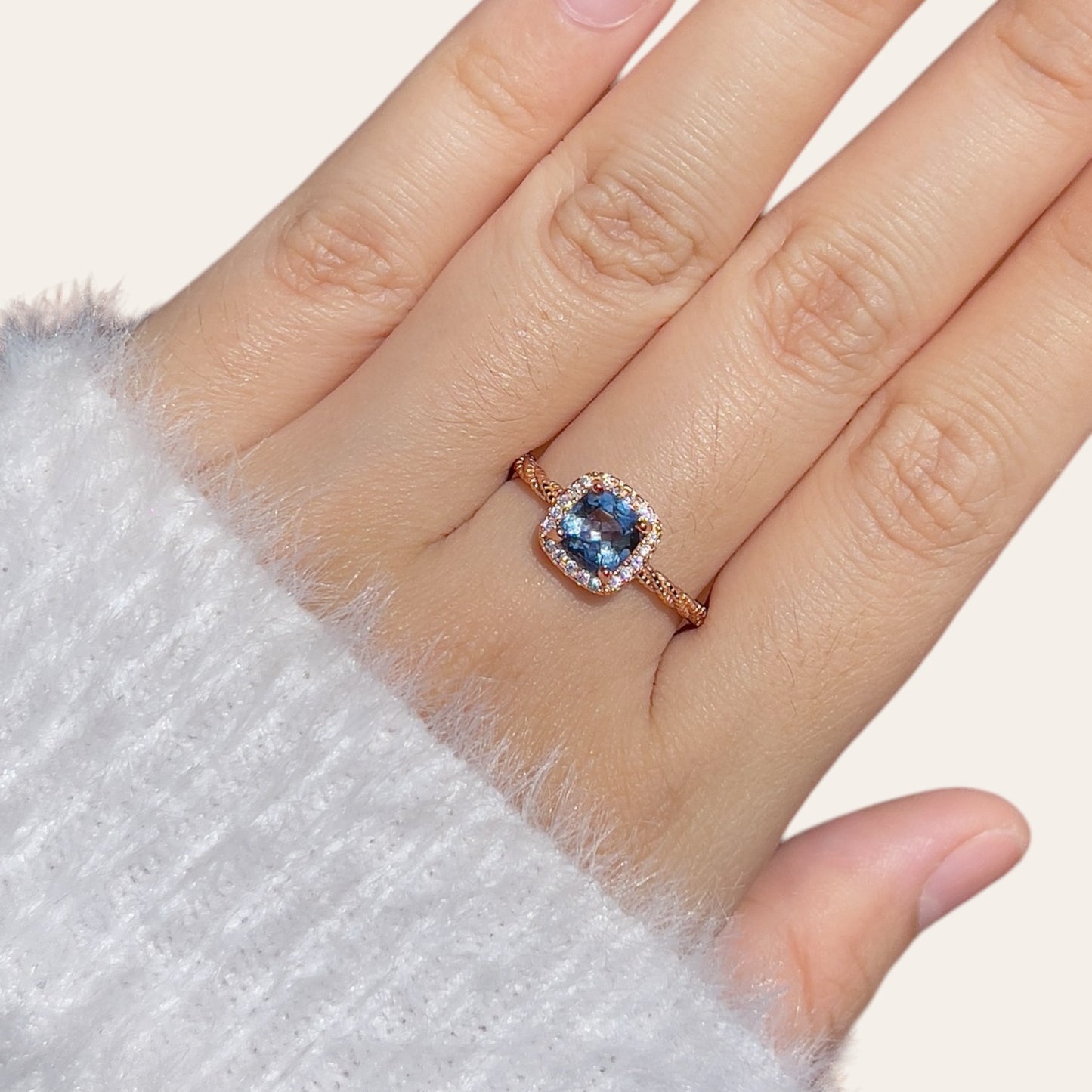Cushion Cut Tanzanite Topaz Ring