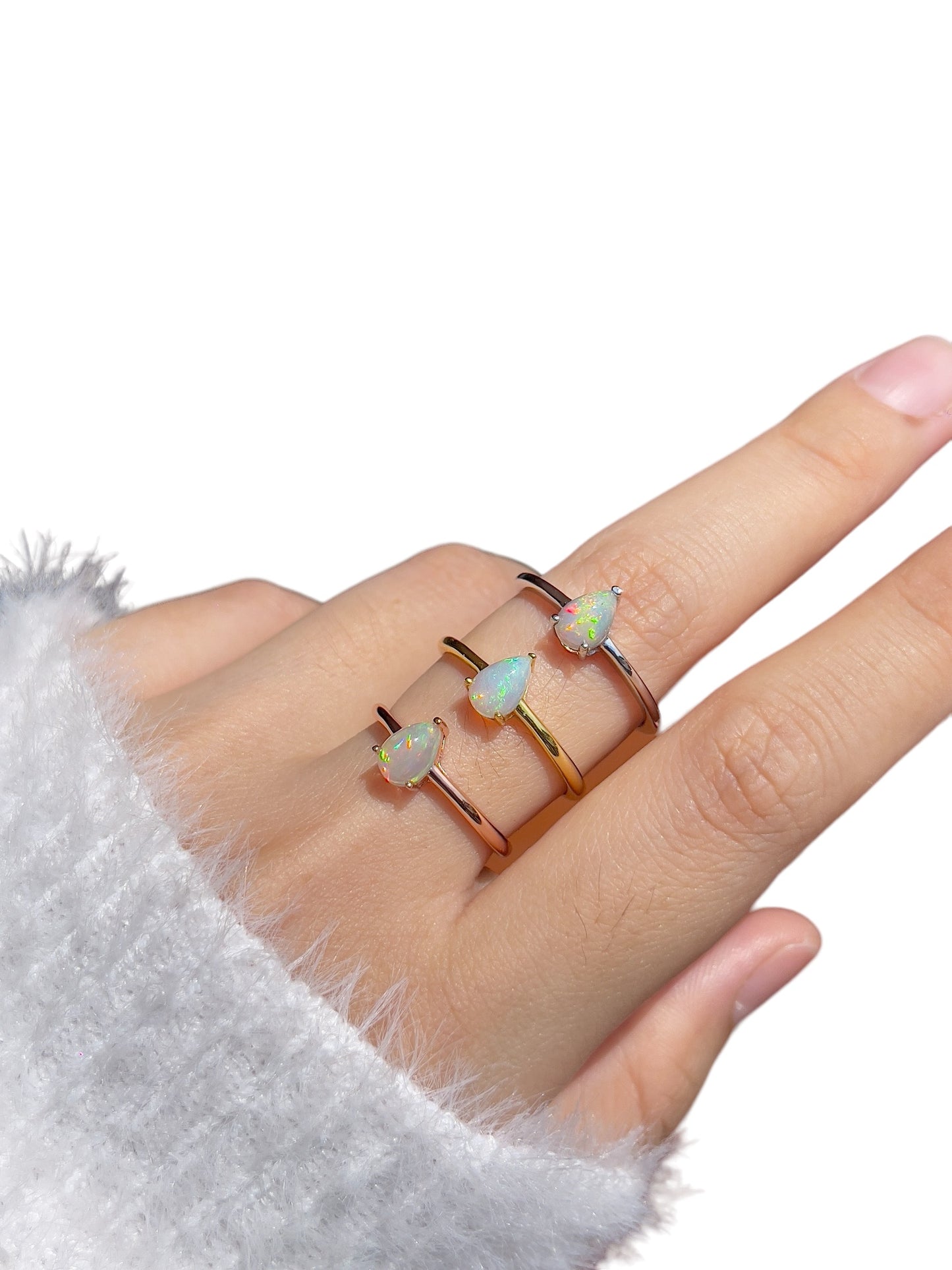 Teardrop Cabochon Opal Ring