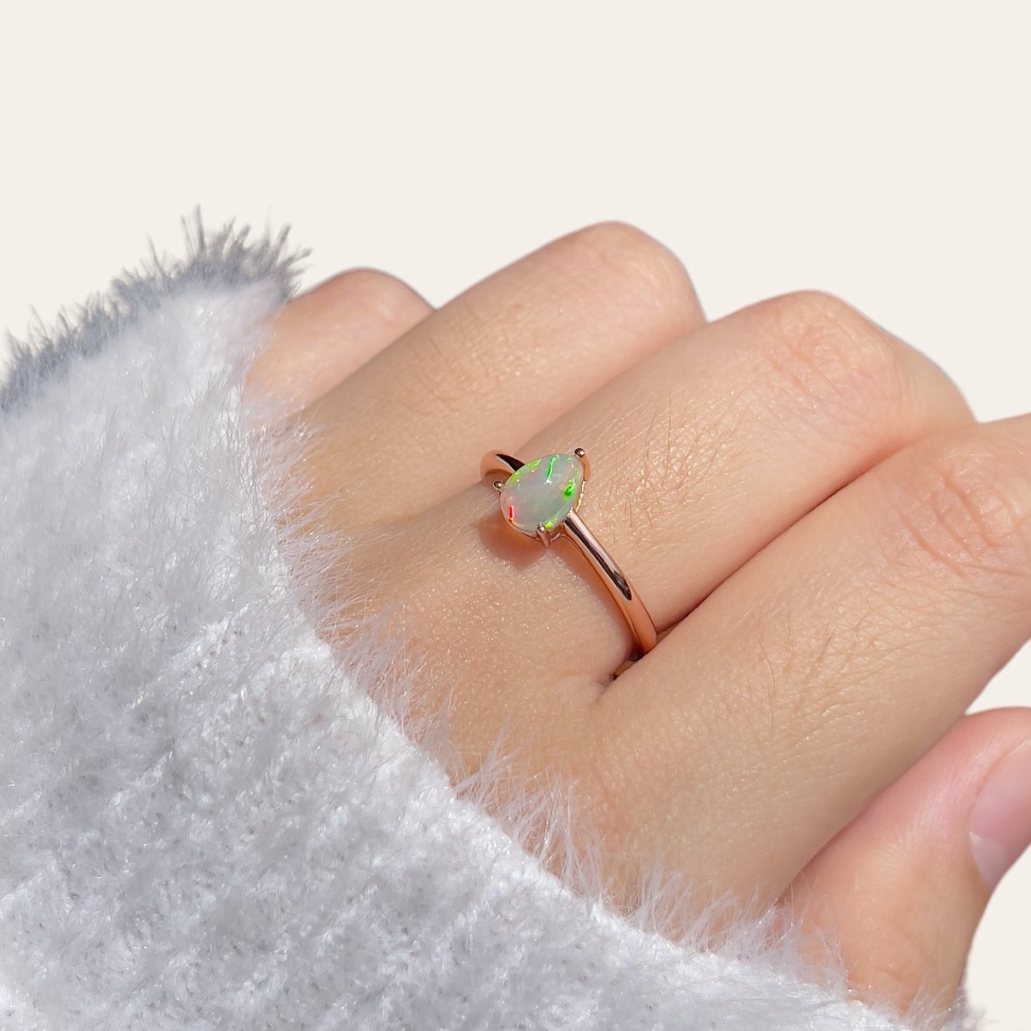 Teardrop Cabochon Opal Ring