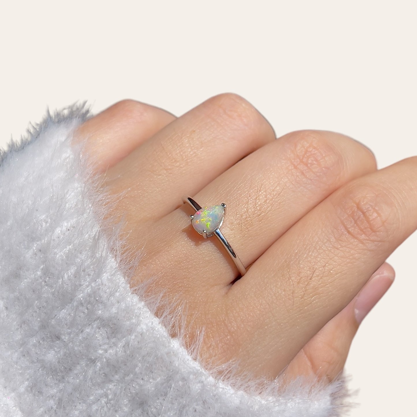 Teardrop Cabochon Opal Ring