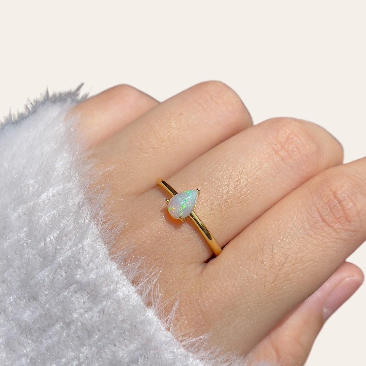 Teardrop Cabochon Opal Ring
