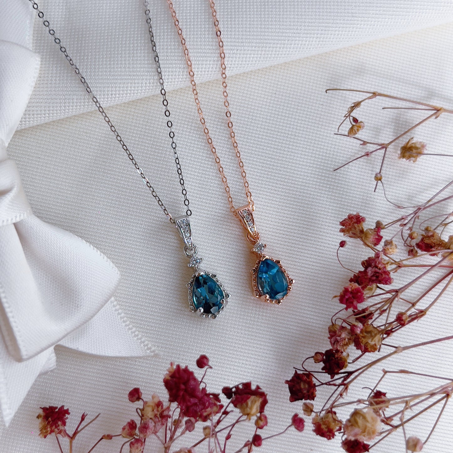 London Blue Topaz Pear Necklace